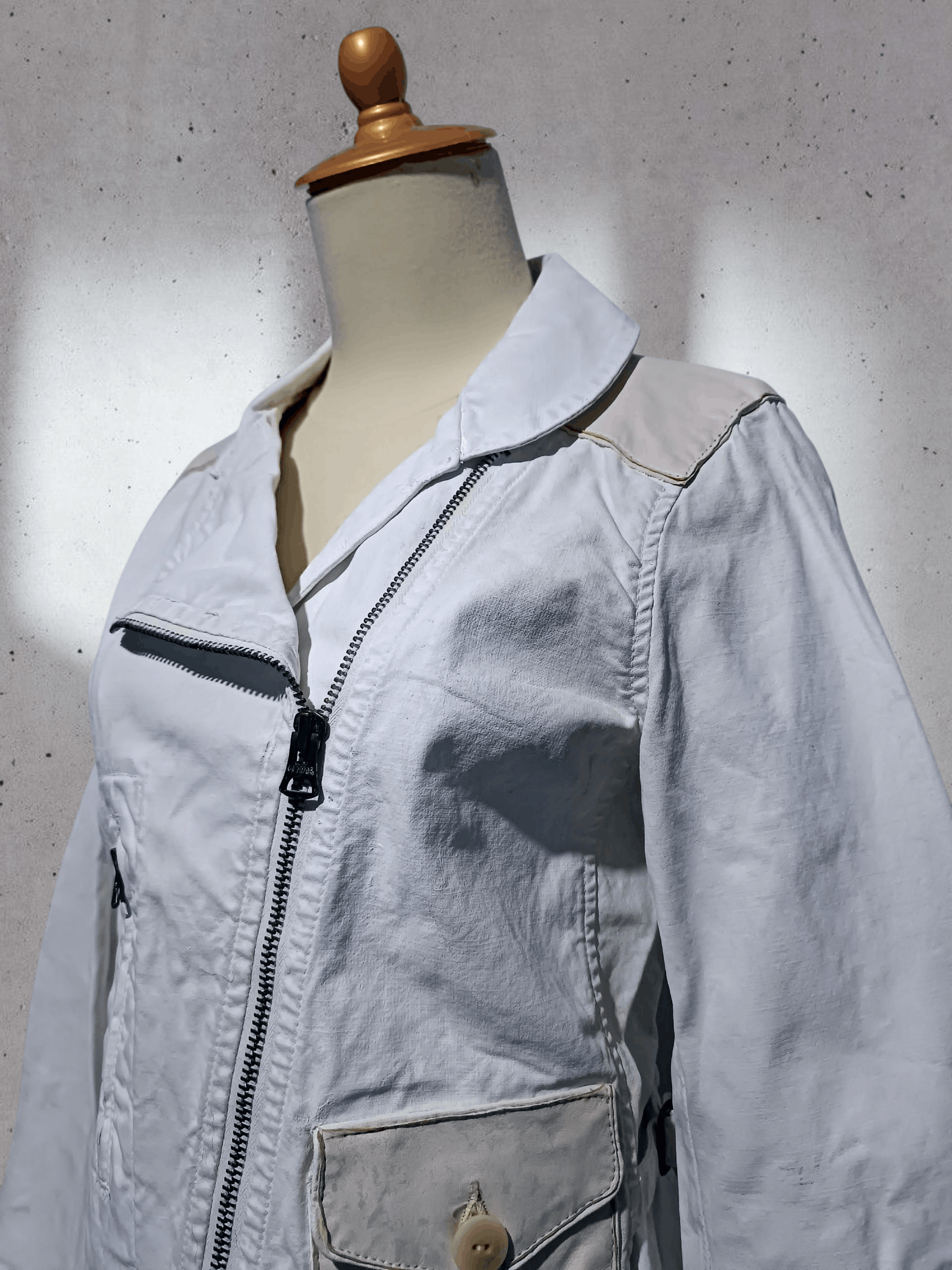 Polo Ralph Lauren Polo Ralph Lauren Crop Biker Jacket Waxed Cotton Mix Leather Size S / US 4 / IT 40 - 2 Thumbnail