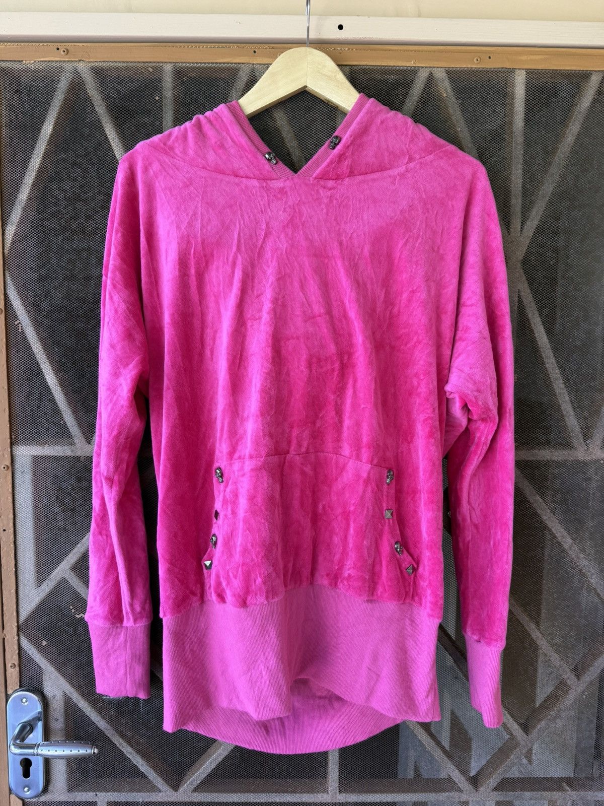 Japanese Brand Japanese Studded Skull Velvet Hoodie Size US L / EU 52-54 / 3 - 6 Thumbnail