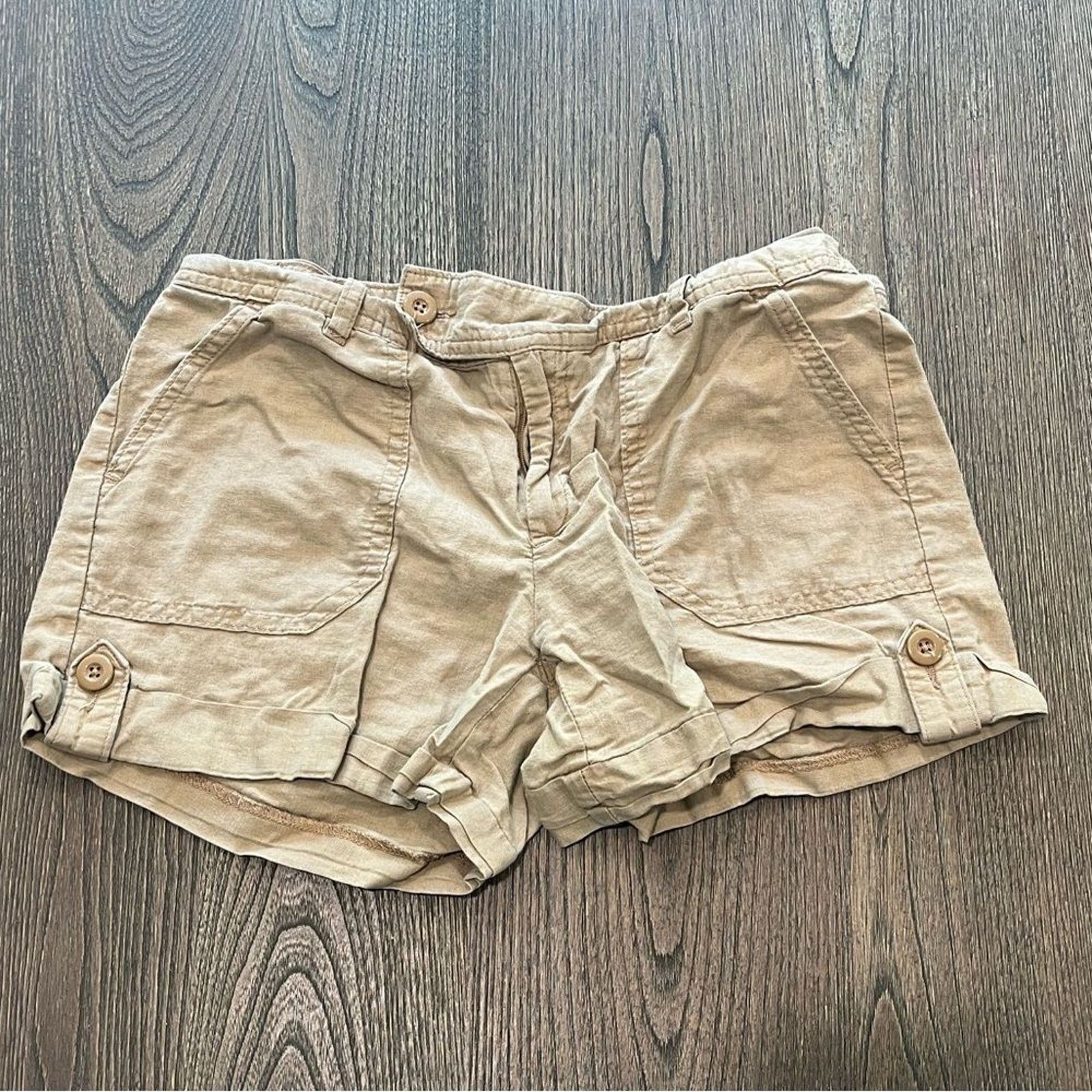 Vintage Banana Republic Factory Linen Cotton Blend Tan Shorts Size 6 Size 28" / US 6 / IT 42 - 1 Thumbnail