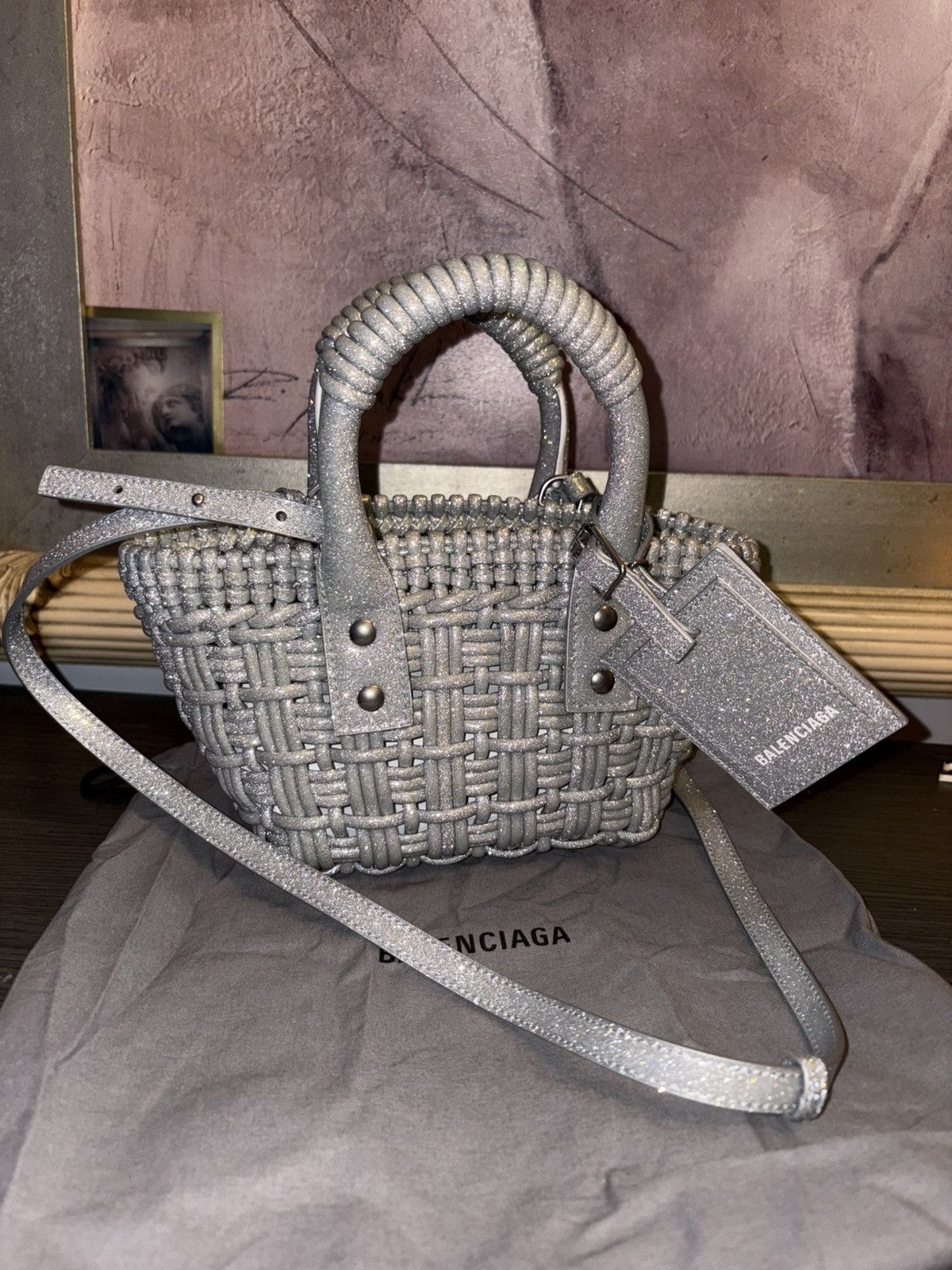 Balenciaga Balenciaga Bistro XXS Patent Leather Sparkly Basket Bag 