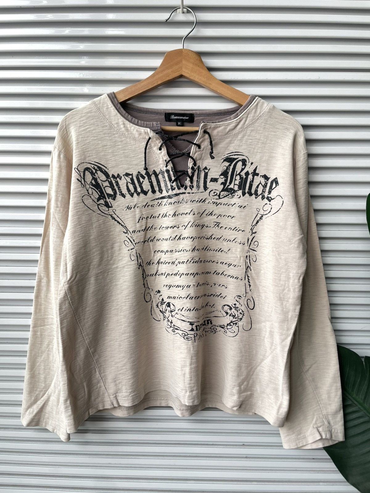 Beaumere Y2K Beumére Affliction Lace Up Punk Long Sleeve Tshirt Size US M / EU 48-50 / 2 - 1 Thumbnail