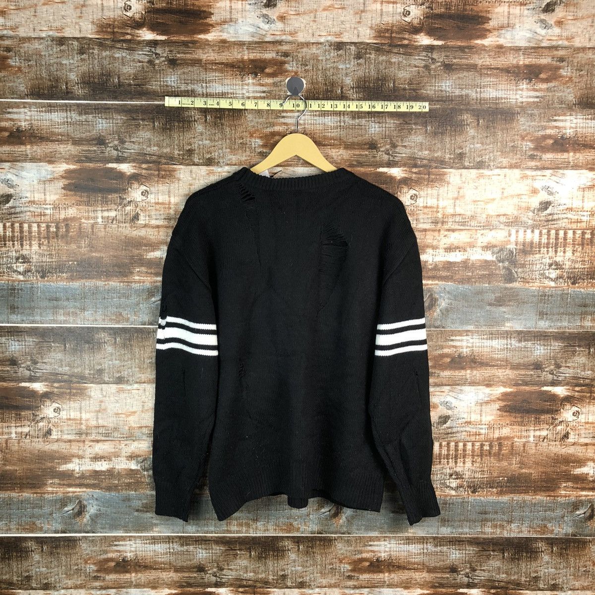 Japanese Brand Max Soul Black ripped distressed Knitwear #A2345 Size US L / EU 52-54 / 3 - 13 Thumbnail