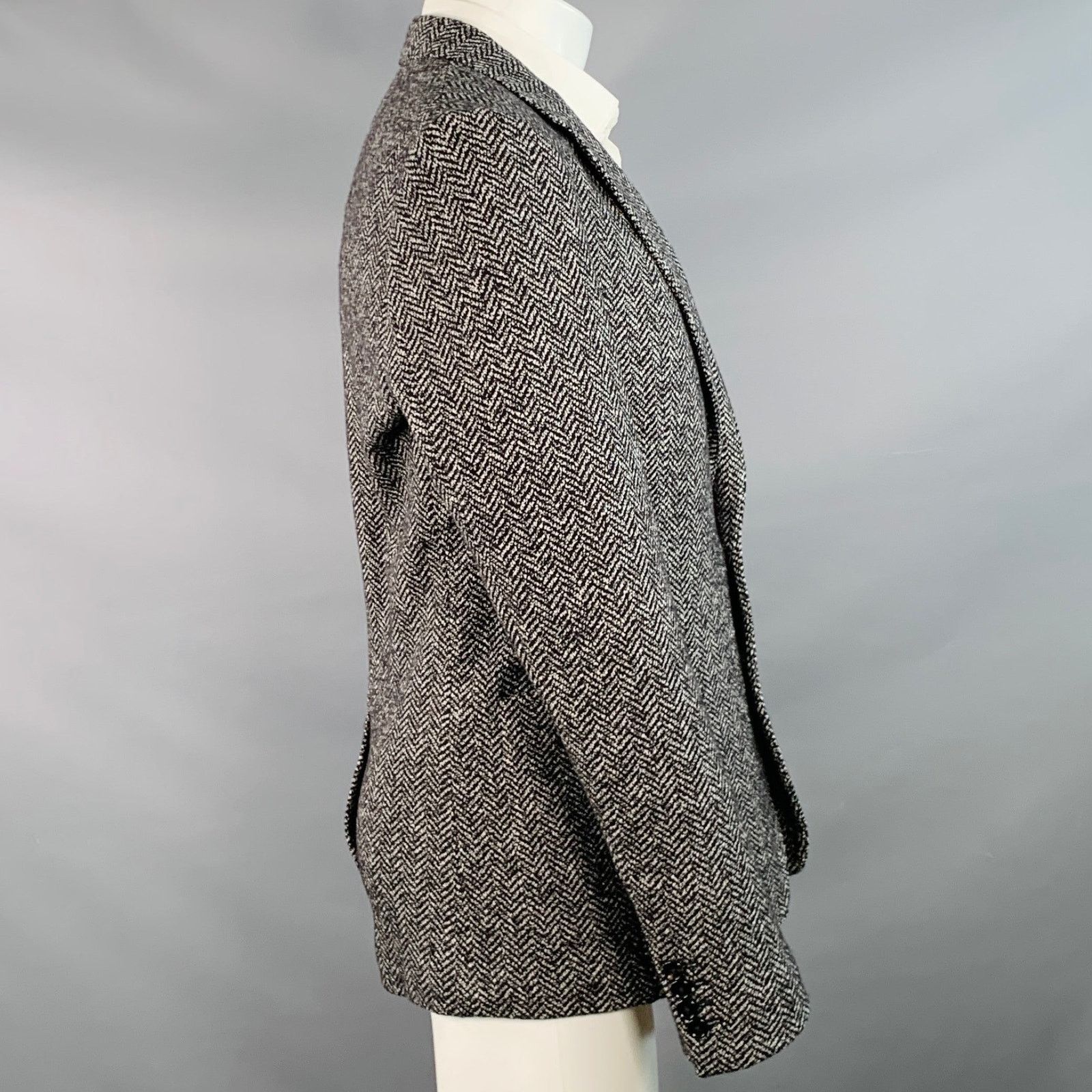 Dolce & Gabbana Size 40 Black White Herringbone Wool Cotton Sport Coat Size 40R - 3 Thumbnail