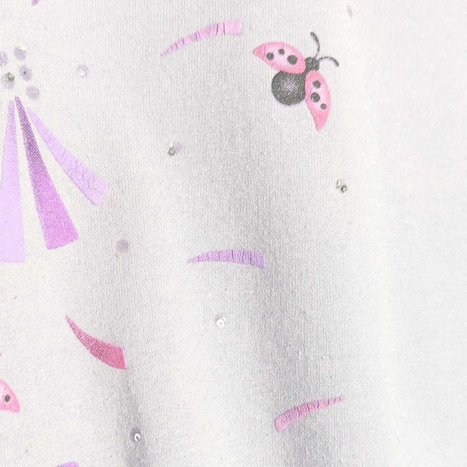 Vintage Vintage Purple Crewneck Sweatshirt Dandelion Ladybug Print Size L / US 10 / IT 46 - 8 Thumbnail