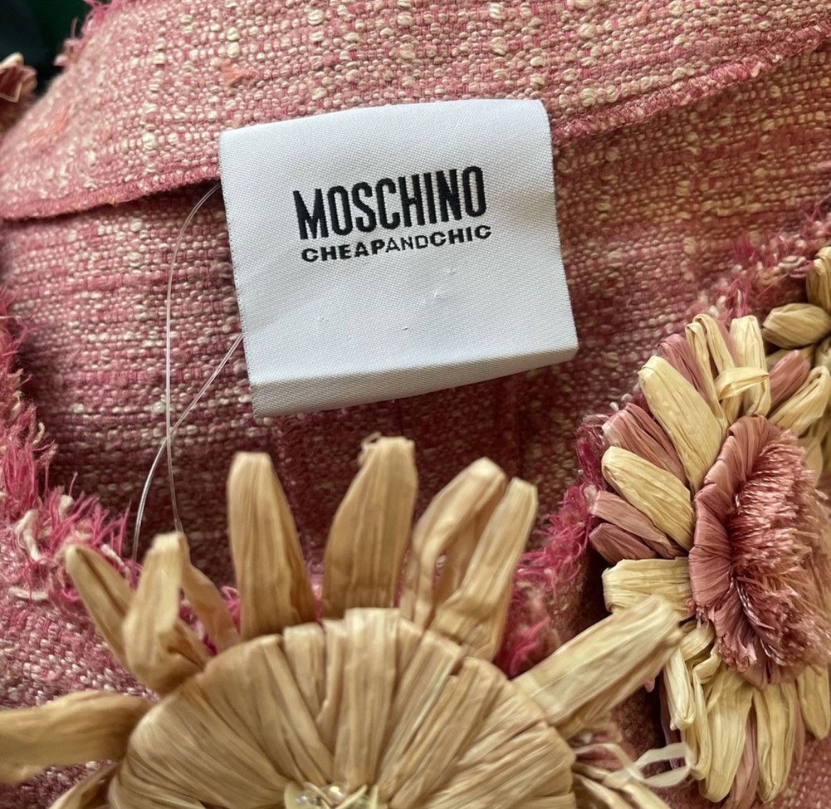 Moschino Moschino Tweed Knit Raw Edge Embellished Collarless Jacket Size M / US 6-8 / IT 42-44 - 7 Thumbnail