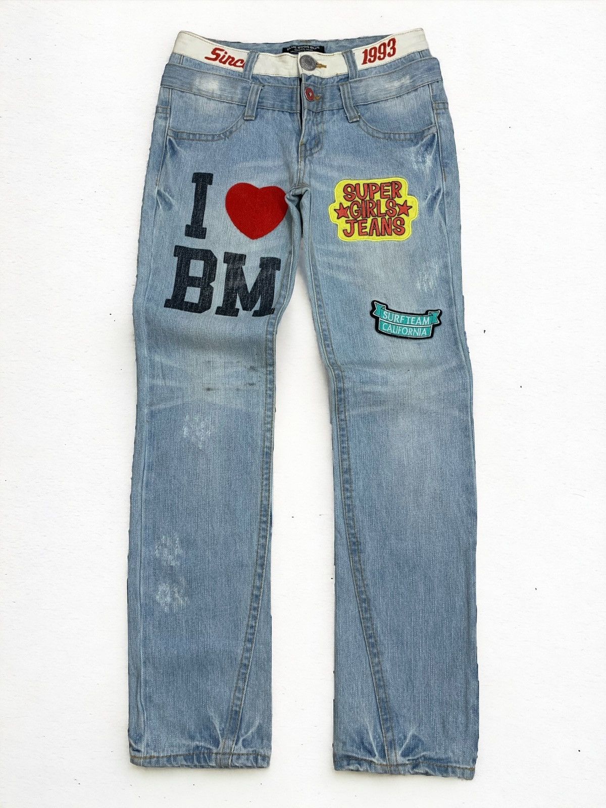 Hysteric Glamour Blue Moon Blue Double Waist Fun Patch Surf Style Clone Size US 27 - 1 Thumbnail