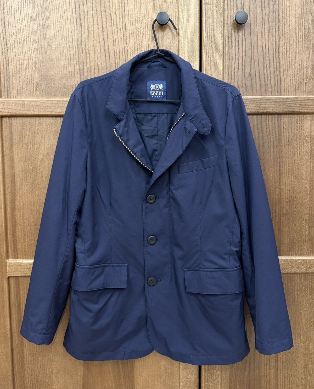 Boggi Boggi Nylon Metal Navy Blue Jacket Sport Coat Blazer Size US S / EU 44-46 / 1 - 1 Thumbnail