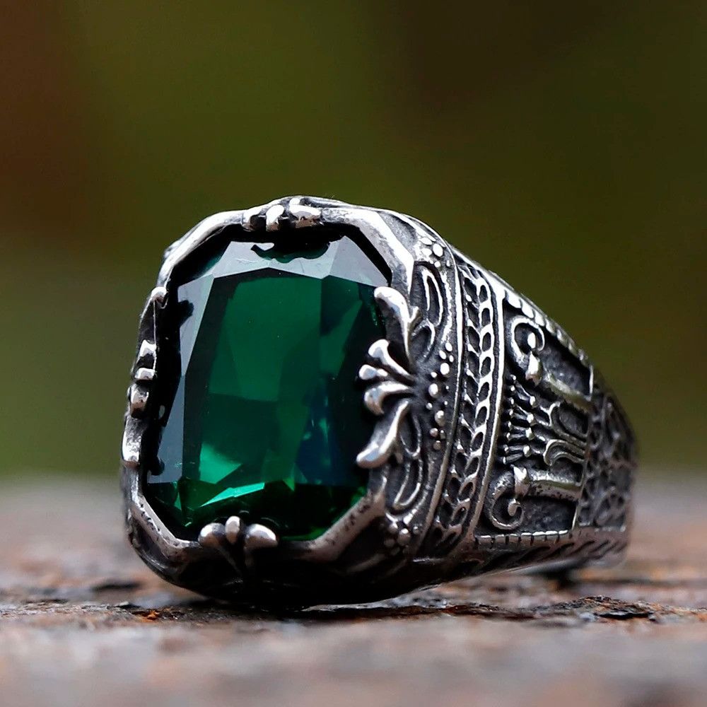 Jewelry Crown Totem green Ring Streetwear Jewelry Fashion Gift Size ONE SIZE - 4 Thumbnail