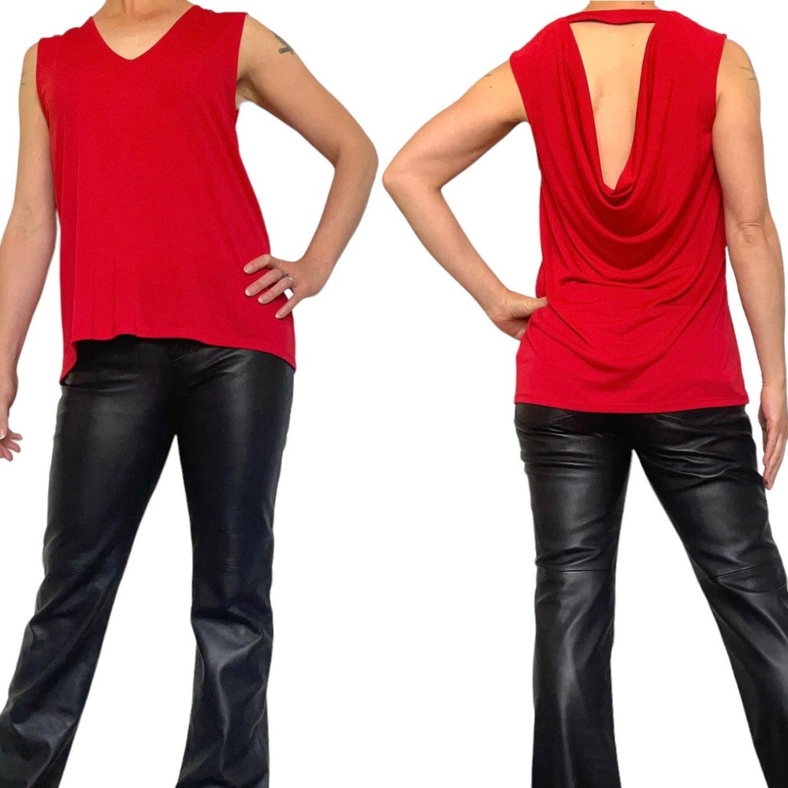 Robert Rodriguez Robert Rodriguez Tyler Red Drape Back Sleeveless Top Blouse Size S / US 4 / IT 40 - 1 Thumbnail