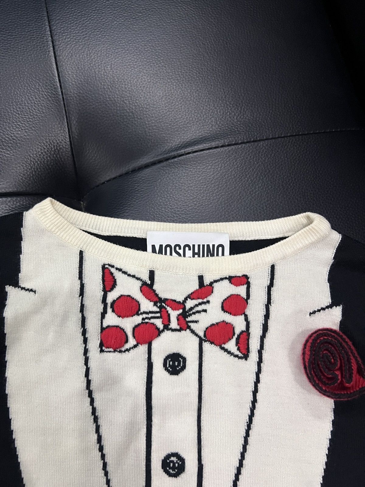 Moschino Moschino Jeremy Scott Trompe-l'œil Bow Rose Knit Top Size M / US 6-8 / IT 42-44 - 6 Thumbnail