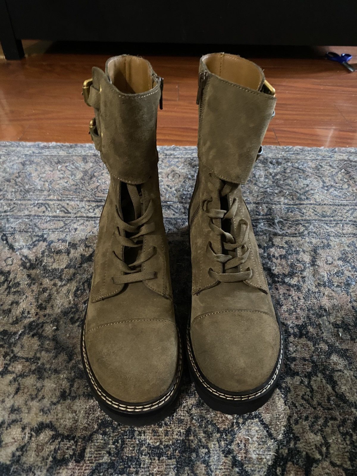 See by Chloe Mallory Suede Combat Boots in Khaki Brown Size EU 39.5/ US 9 Size US 9 / IT 39 - 2 Thumbnail