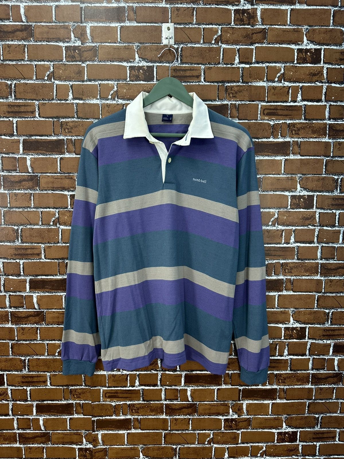 Montbell Montbell Vintage Stripe Rugby Polo A917 Size US M / EU 48-50 / 2 - 1 Thumbnail