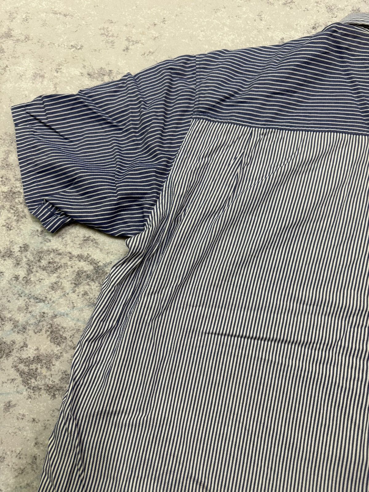 Japanese Brand Piasports Colorblock Blue Stripe Logo Chest Button Up Shirt Size US XL / EU 56 / 4 - 13 Thumbnail