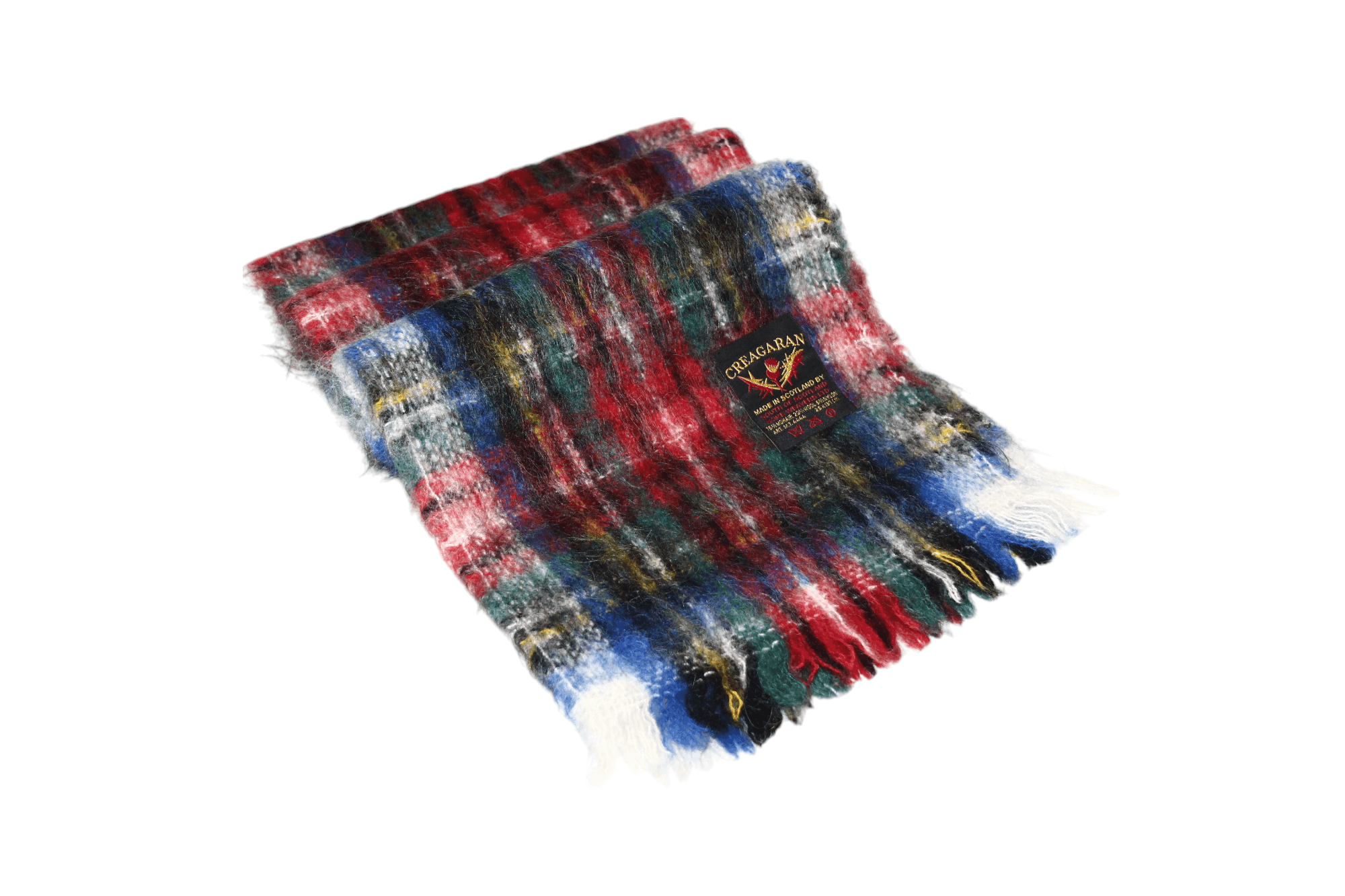 Johnstons Of Elgin Creagaran Scotland Plaid Mohair Wool Scarf 137x25cm Size ONE SIZE - 2 Thumbnail