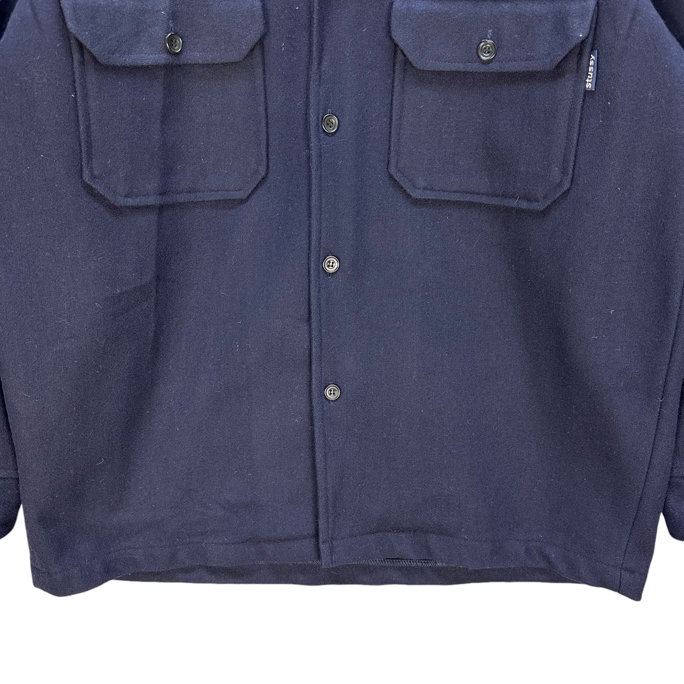 Stussy 90’s STUSSY Workwear Navy Blue Wool Flannel Jacket #106-1463 Size US L / EU 52-54 / 3 - 4 Thumbnail