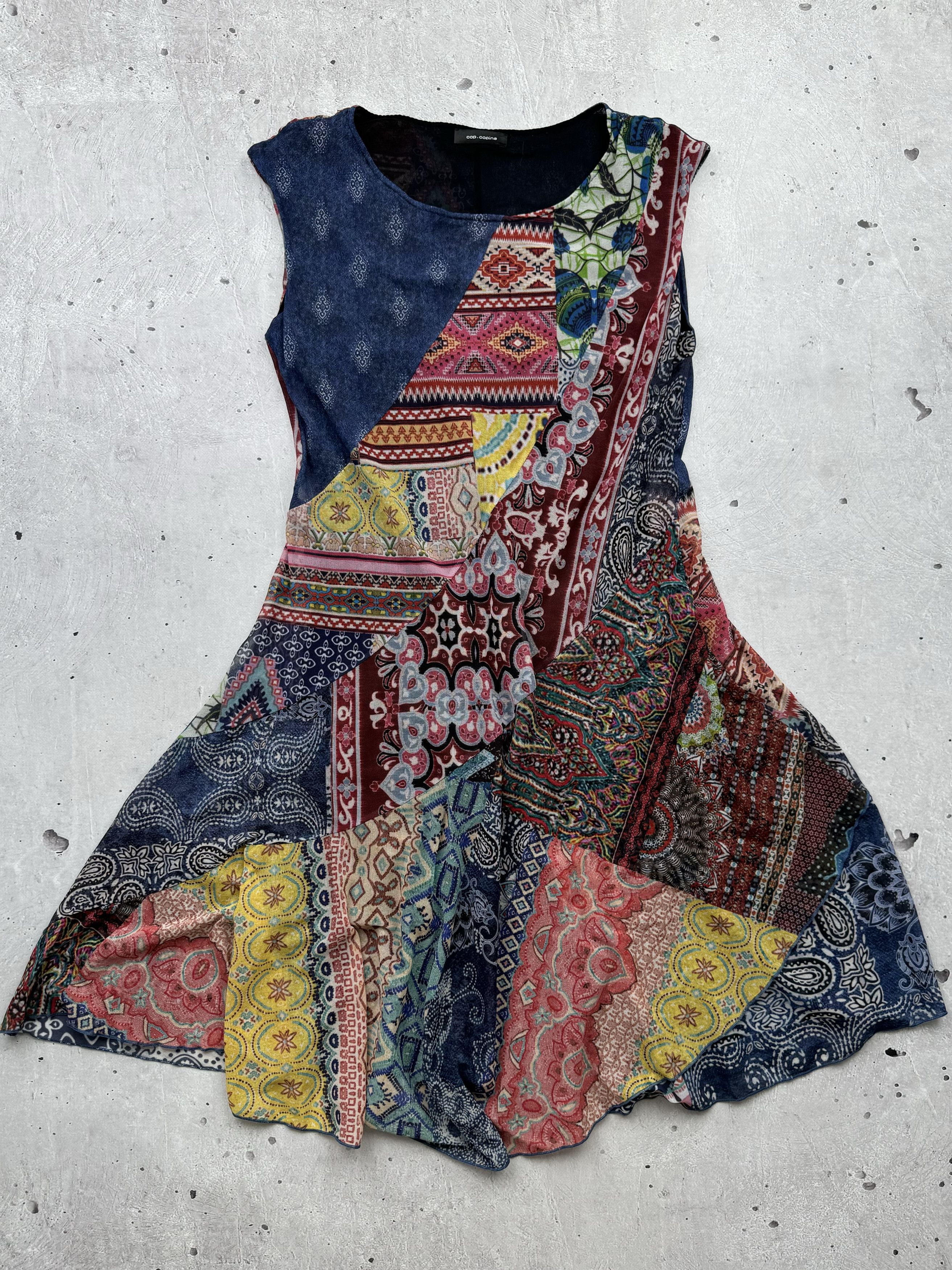 Cop Copine Vintage Mesh Printed Flared Mini Dress