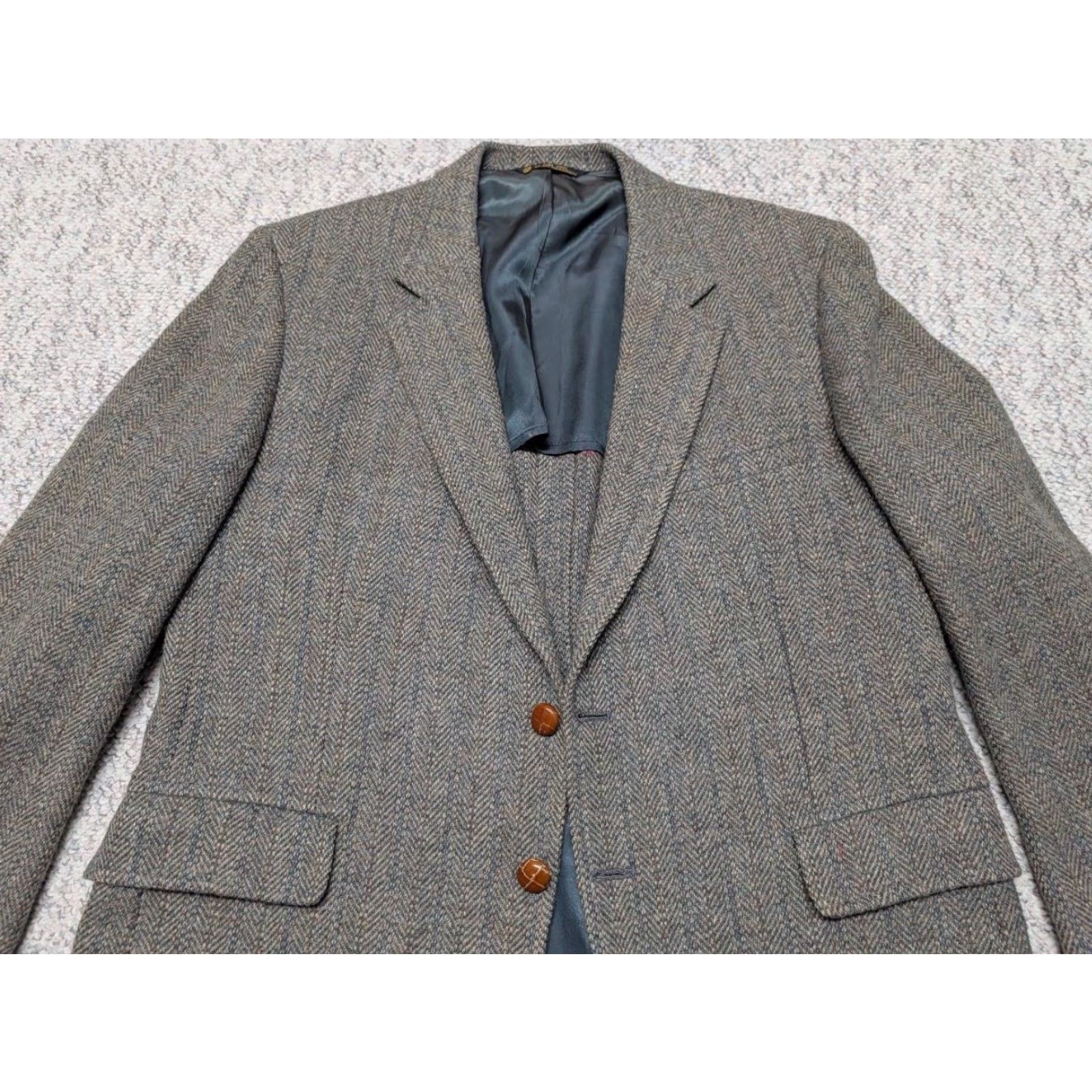 Vintage VINTAGE Kingsridge USA Blazer - Donegal Tweed Wool Herringbone Brown 42R Men’s Single-Breasted Two-Button Notch Lapel (Brown/Gray) Size 42R - 4 Thumbnail