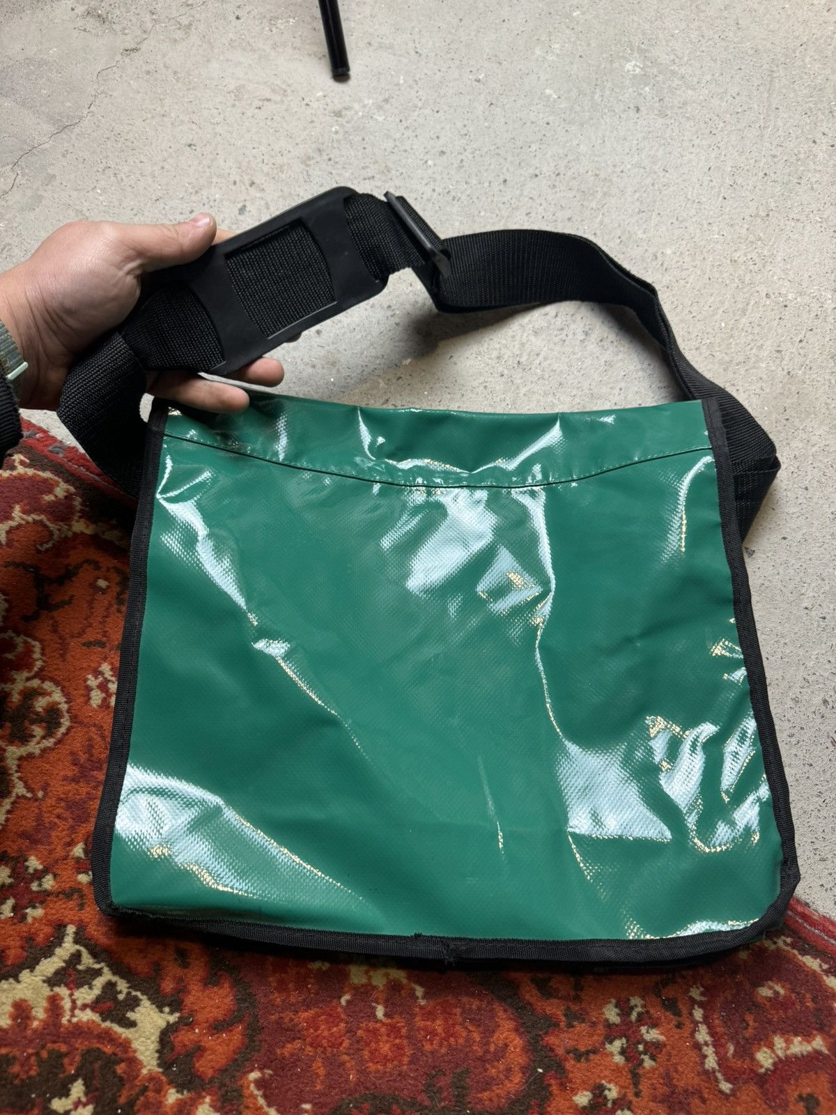 Japanese Brand × Vintage Vintage Y2K Raincoat Fraitag Style Green Midi Messenger Bag Size ONE SIZE - 6 Thumbnail