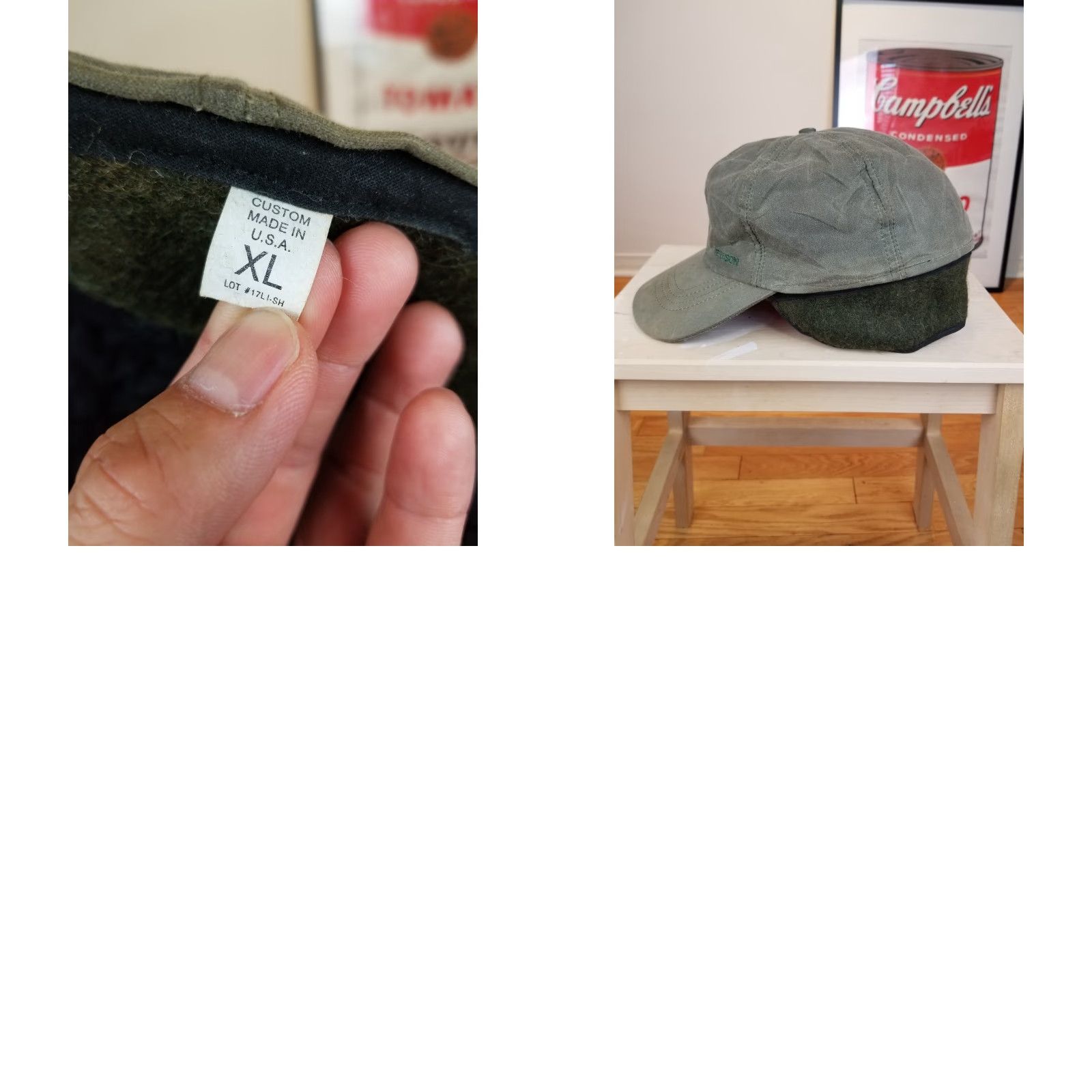 Filson VINTAGE 90' CC FILSON OIL TIN CLOTH HUNTING HAT WITH EAR FLAP SZ XLARGE Size ONE SIZE - 8 Thumbnail