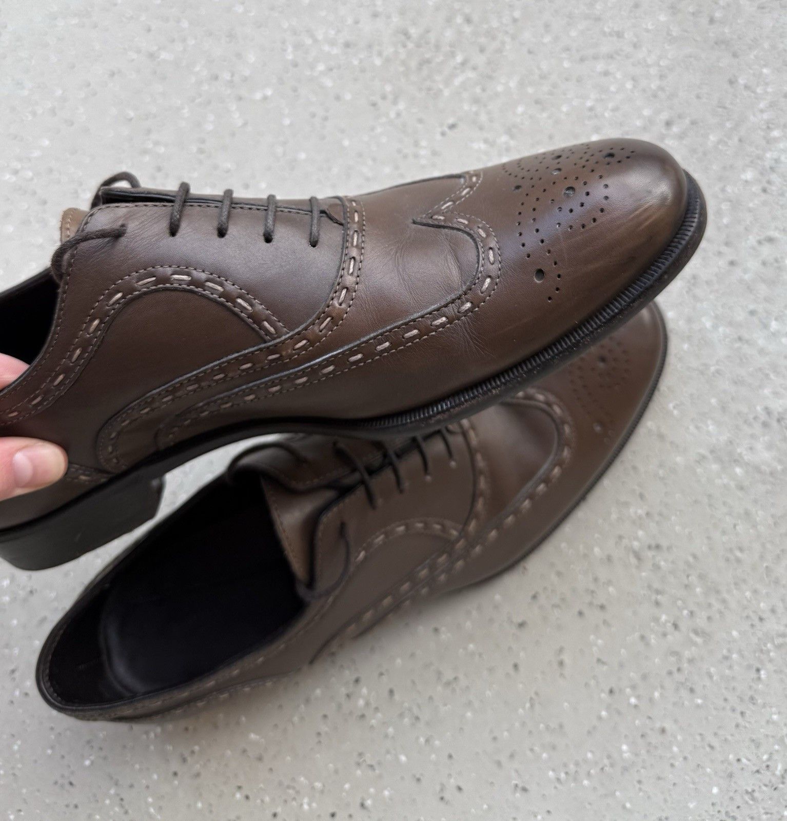 Bottega Veneta Bottega Veneta Men’s Lace Up Derby Leather Brogue Shoes Size US 8 / EU 41 - 8 Thumbnail