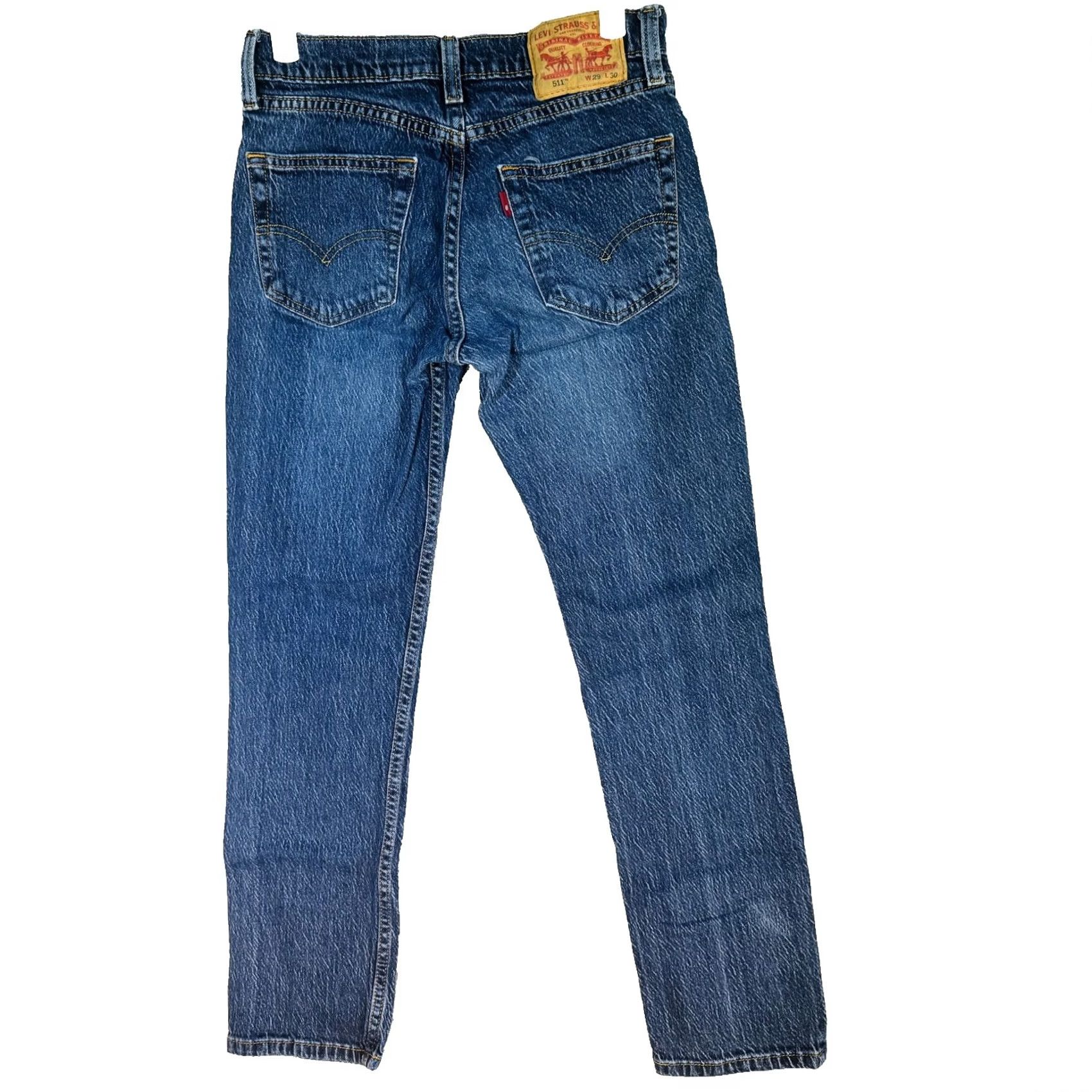 Levi's VINTAGE Levi's 511 Jeans Mens 29x30 Blue Medium Wash Slim Taper Stretch Denim Jeans Size US 29 - 2 Thumbnail