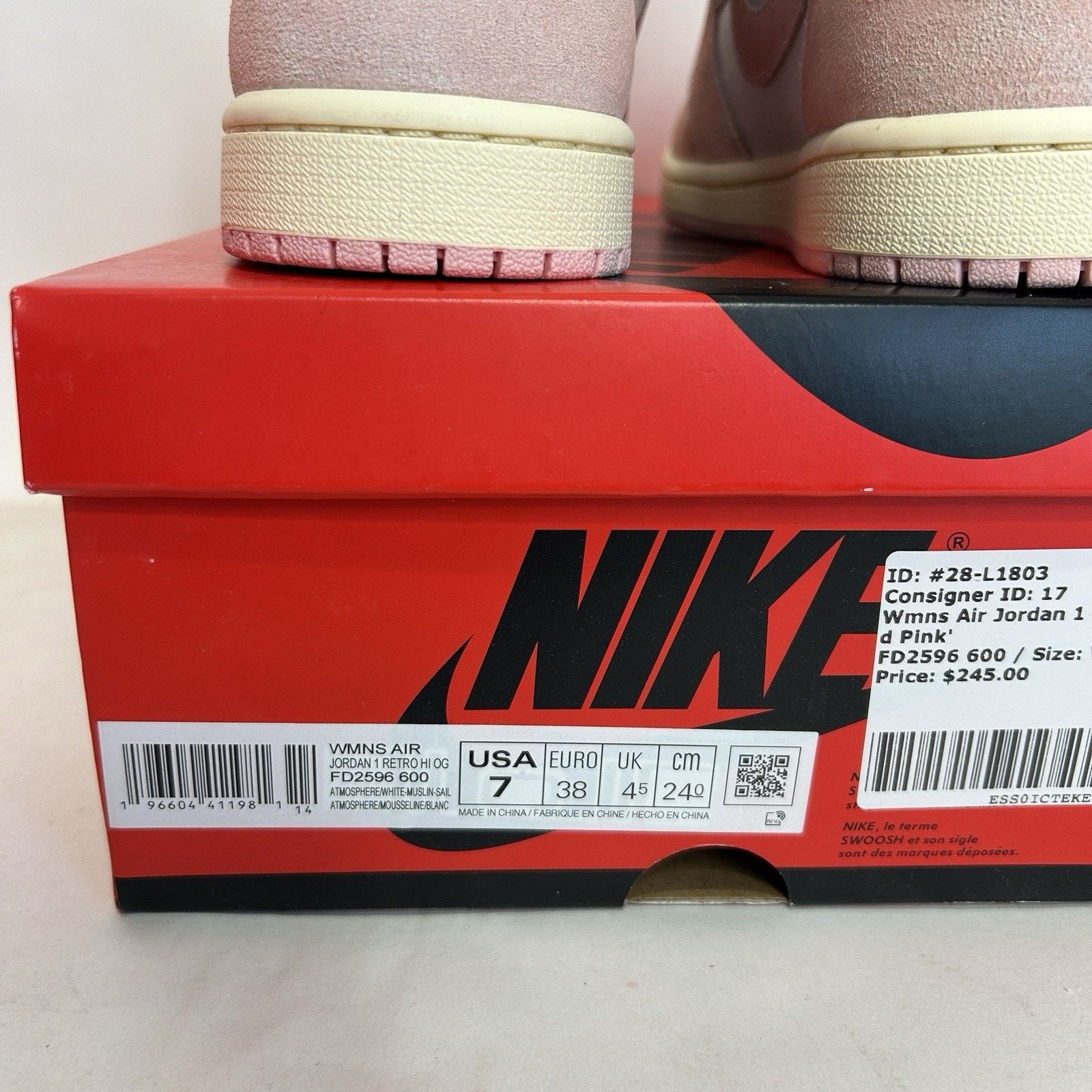 Jordan Brand Nike Air Jordan 1 Retro High WMNS “Washed Pink” Size US 7 / IT 37 - 5 Thumbnail