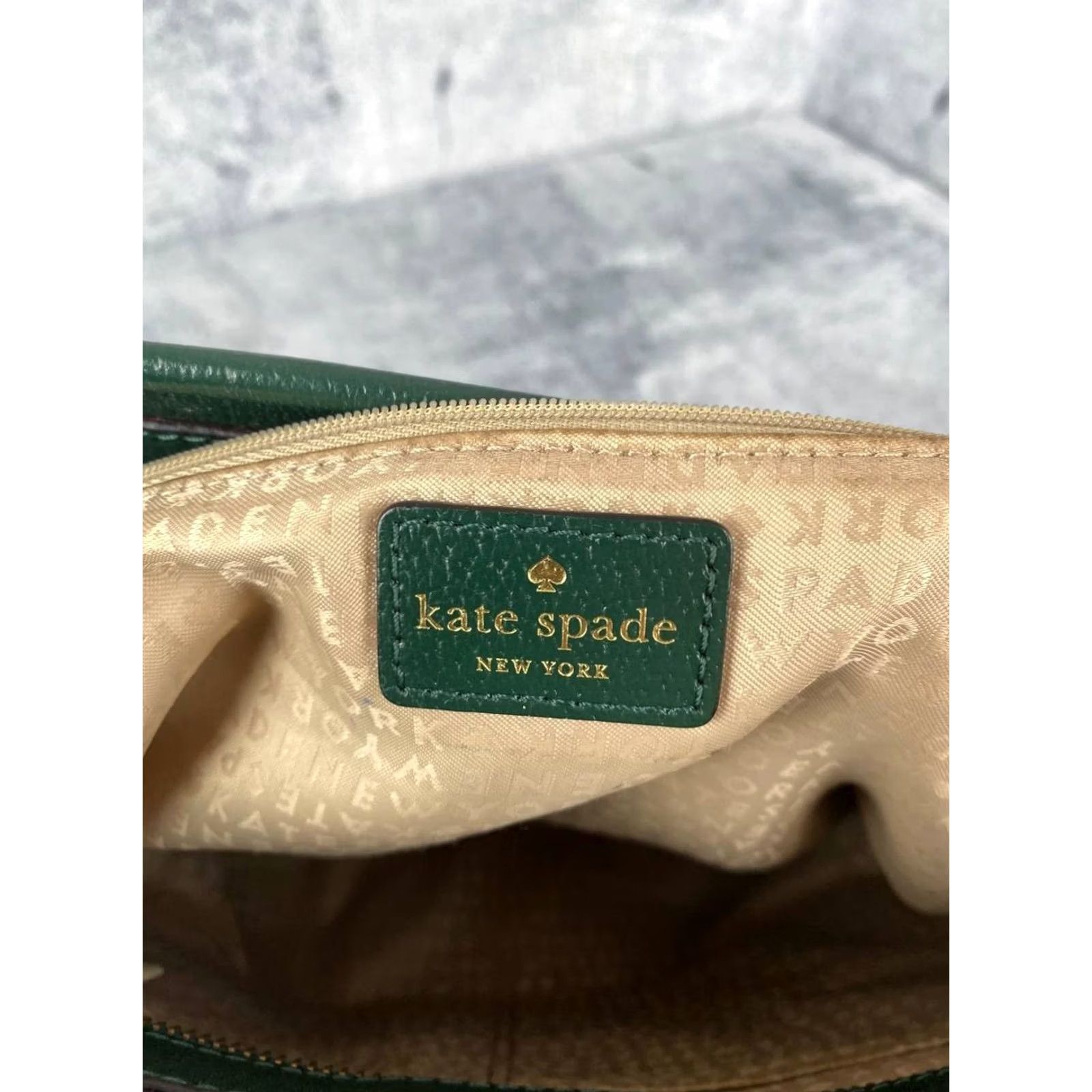 Vintage kate spade new york Handbag Green Double Handles Outdoor Tote Bag Women Kate Spade New York Green Tote Bag with Zipper Adjustable Strap Size ONE SIZE - 3 Thumbnail