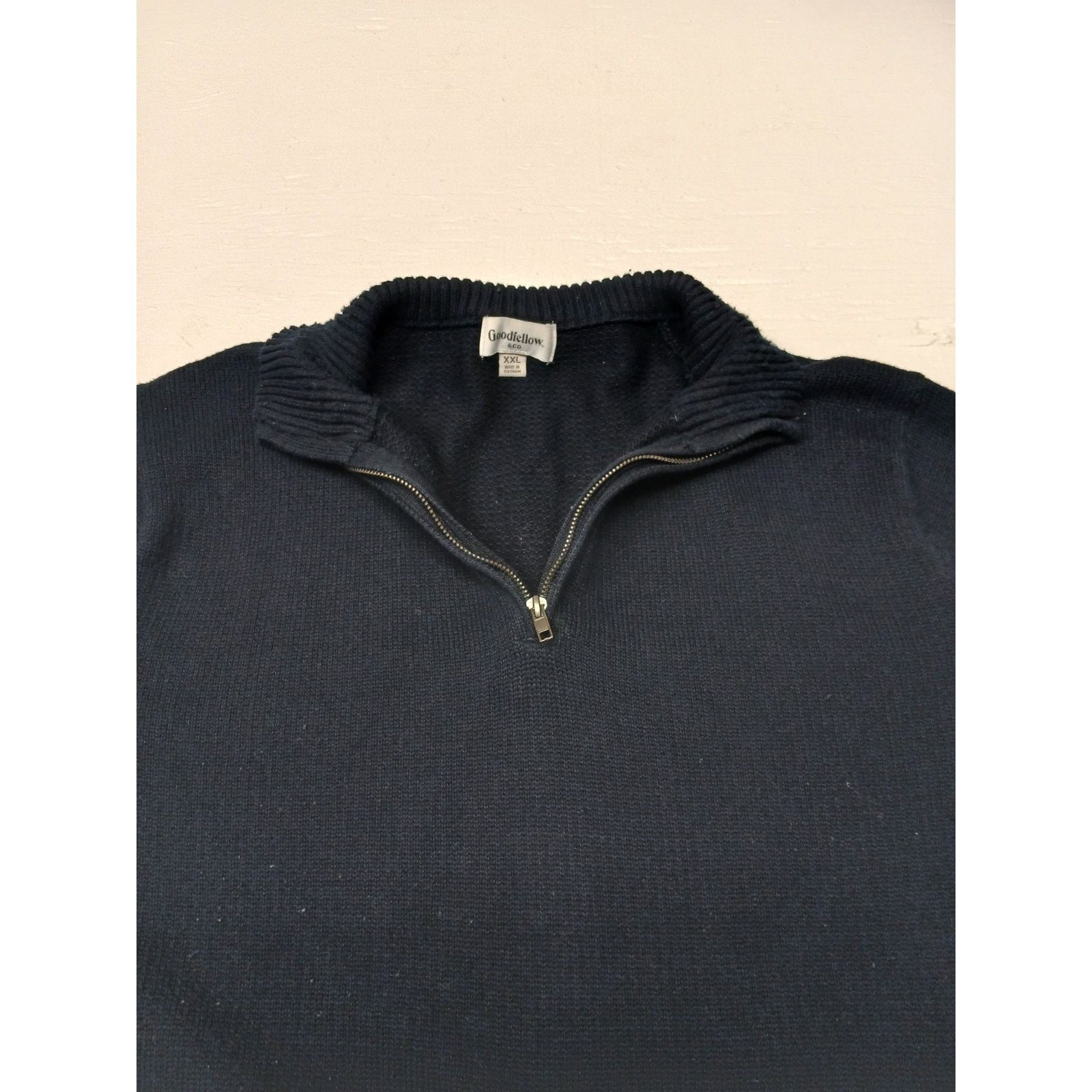 Other Goodfellow (2XL) 1/4 Zip Knitted Blue Pullover Sweatshirt Size US XXL / EU 58 / 5 - 4 Thumbnail