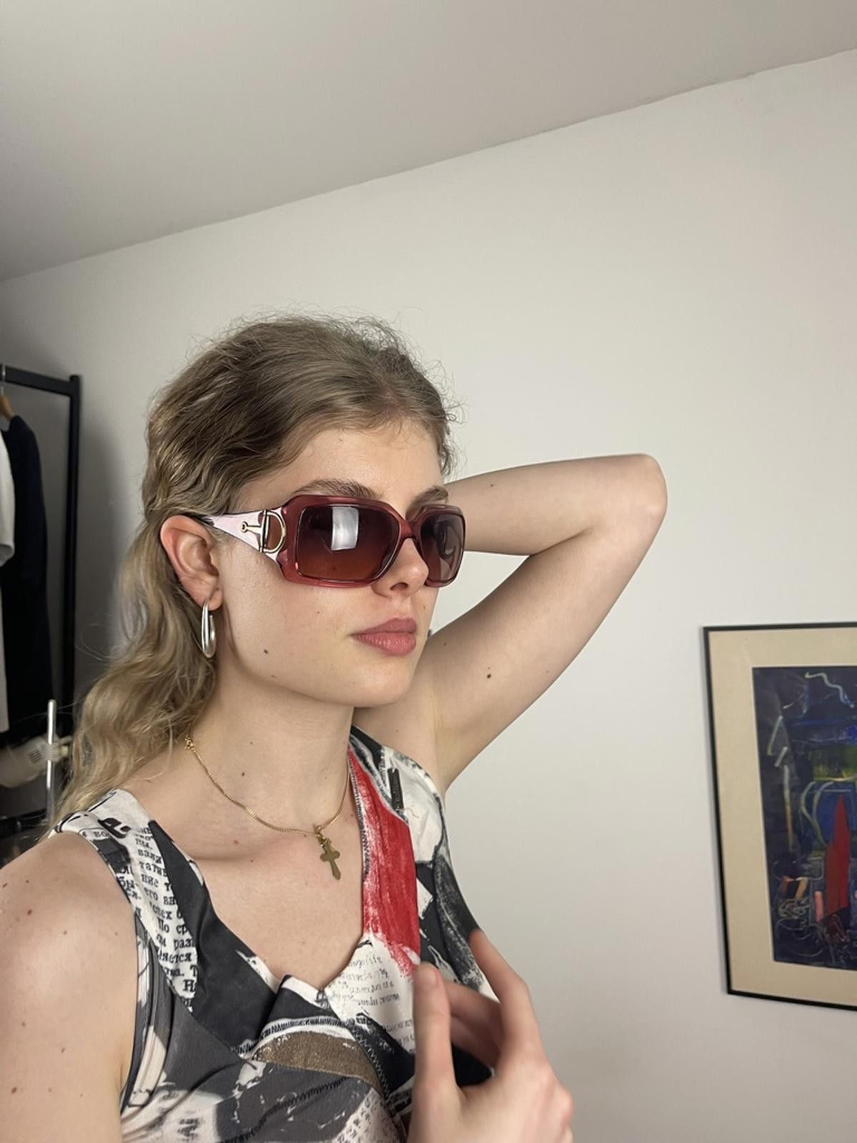 Gucci Gucci - Oversized Burgundy Gradient Sunglasses Size ONE SIZE - 6 Thumbnail