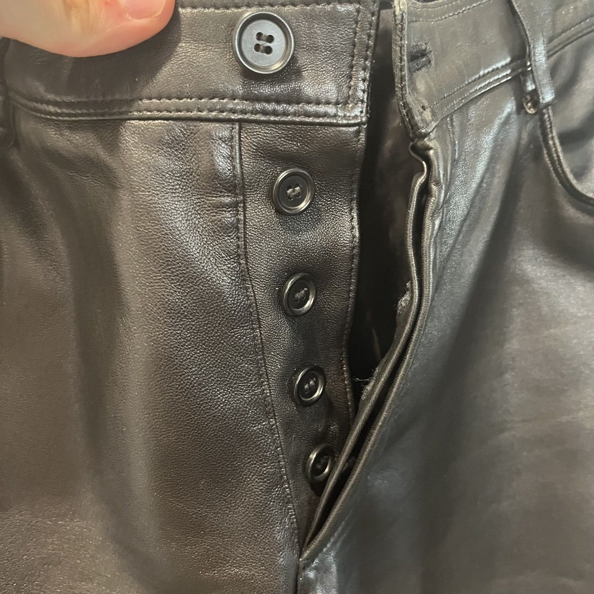 Helmut Lang Helmut Lang Black Leather Jeans Size US 34 / EU 50 - 4 Thumbnail