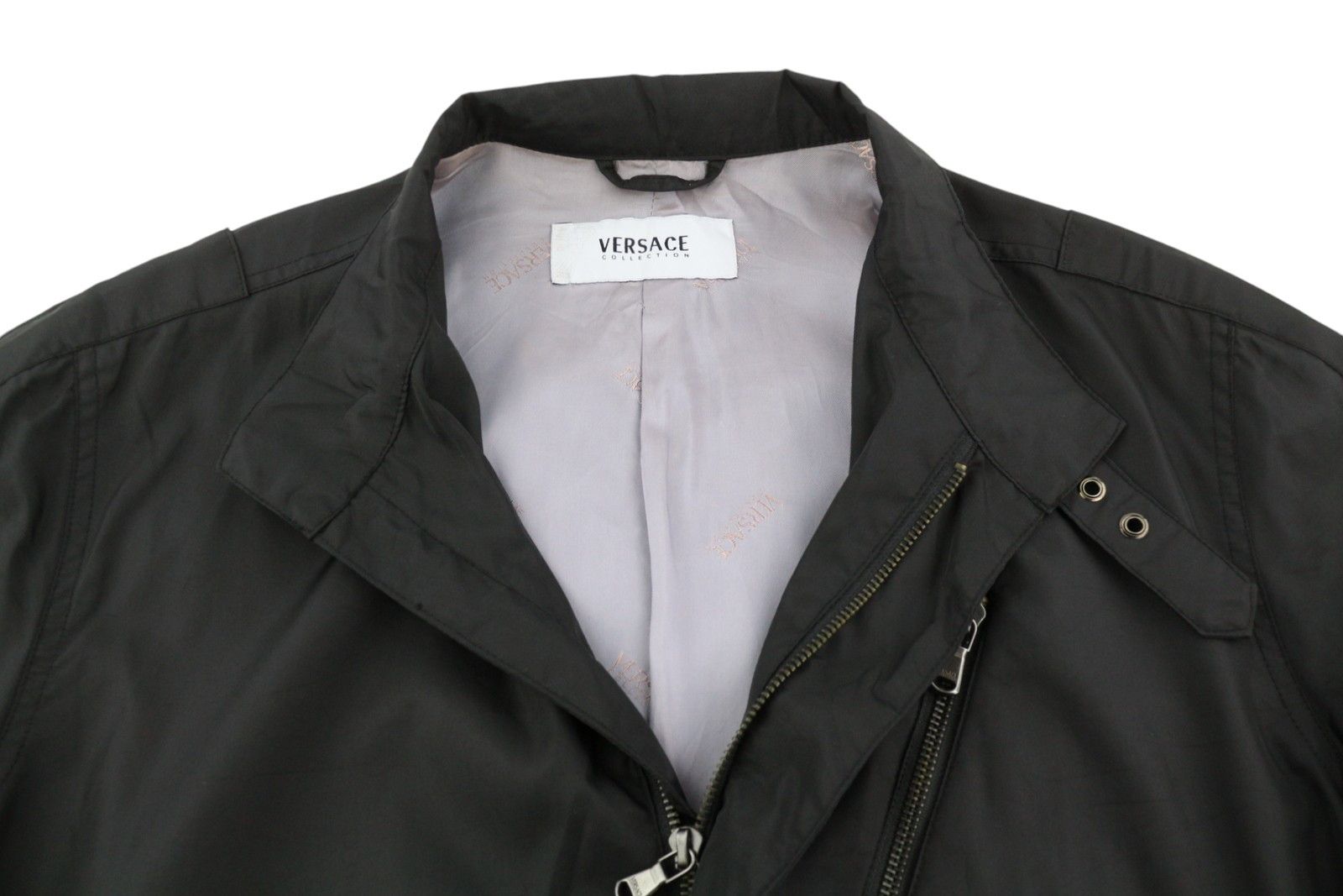 Versace 50 Black High Band Neck Lined Zipper Pockets 86459 Size US M / EU 48-50 / 2 - 5 Thumbnail