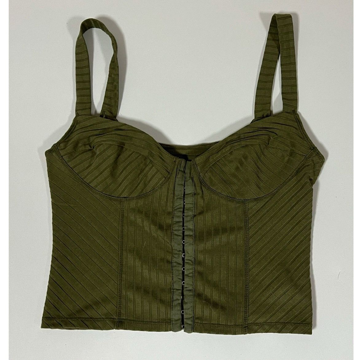 Free People Free People Olive Green Corset Tank Top Shirt Blouse Size M✨ Size M / US 6-8 / IT 42-44 - 3 Thumbnail