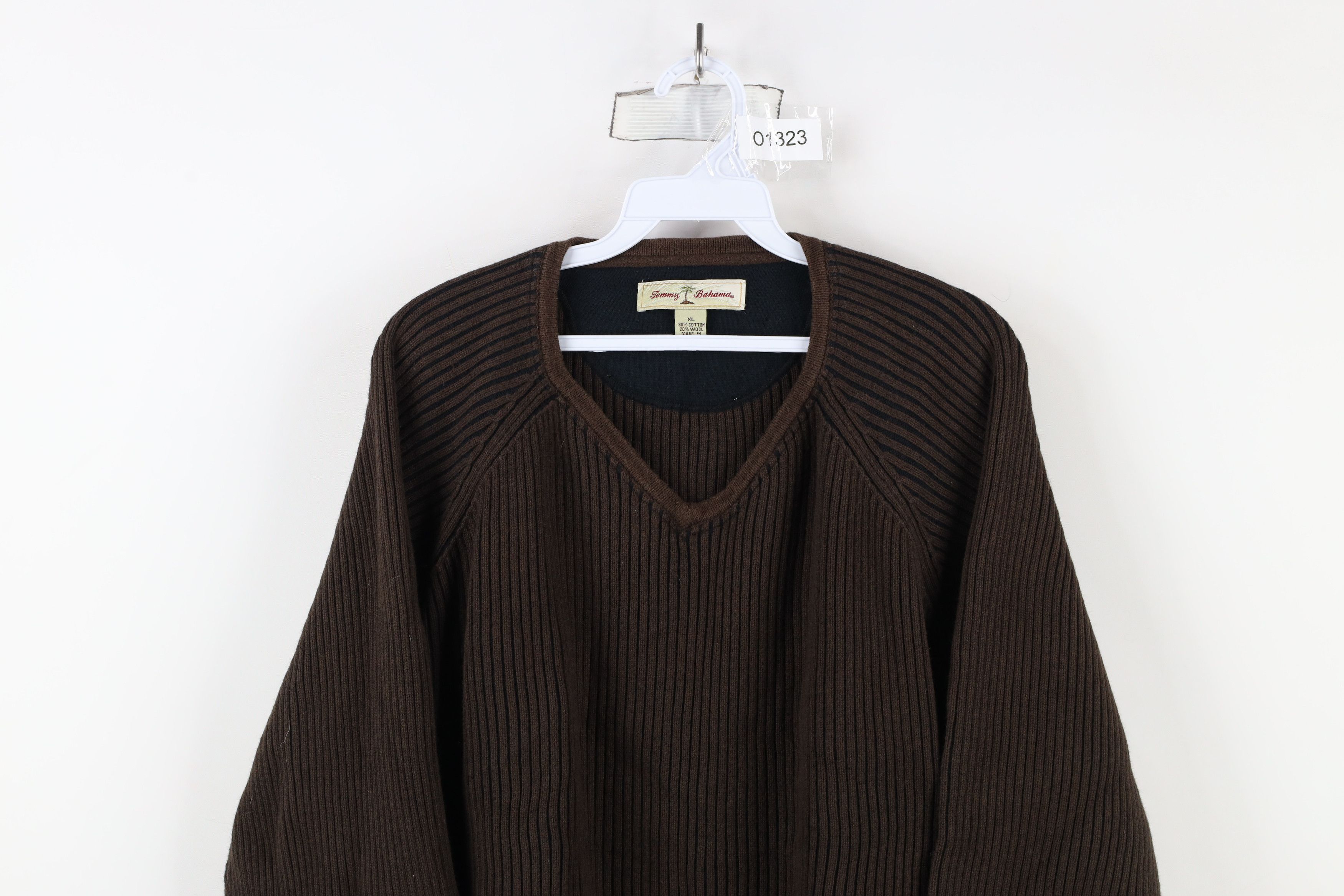 Tommy Bahama × Vintage Vintage Tommy Bahama Wool Blend Ribbed Knit Sweater Brown Size US XL / EU 56 / 4 - 2 Thumbnail