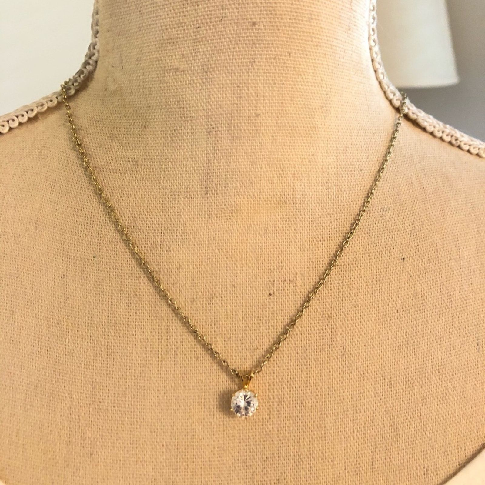 Vintage Vintage round CZ gold plated chain necklace Size ONE SIZE - 3 Thumbnail