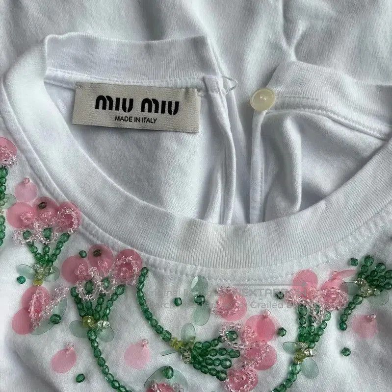 Miu Miu Miu Miu White Cotton Cropped T-Shirt . Size S / US 4 / IT 40 - 3 Thumbnail
