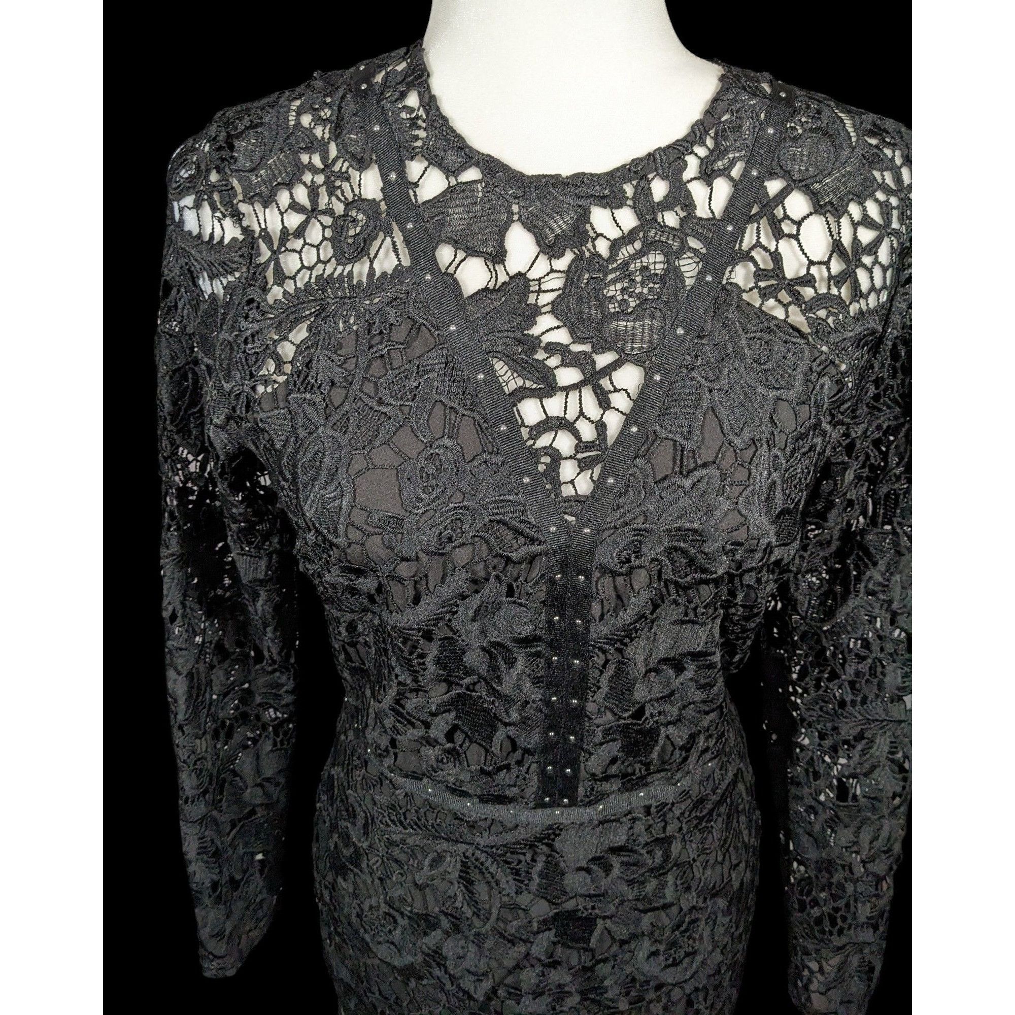 Sam Edelman Sam Edelson Gothic Black Lace Midi Dress Size 0 Size XS / US 0-2 / IT 36-38 - 13 Thumbnail
