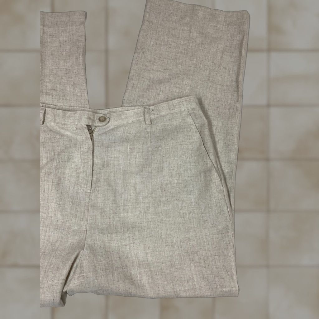 Vintage Sag Harbor Women Pants 16 Beige Straight Regular 27in Inseam Cotton Spandex Knit Dress Pants Slimming Stretch Womens Size 32" / US 10 / IT 46 - 1 Thumbnail
