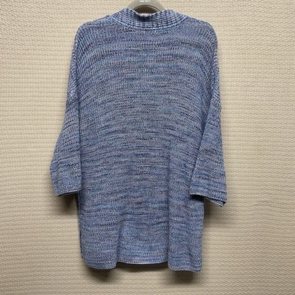 J. Jill J. Jill Blue Pointelle Cotton V-Neck Sweater Women XLarge Size XL / US 12-14 / IT 48-50 - 8 Thumbnail