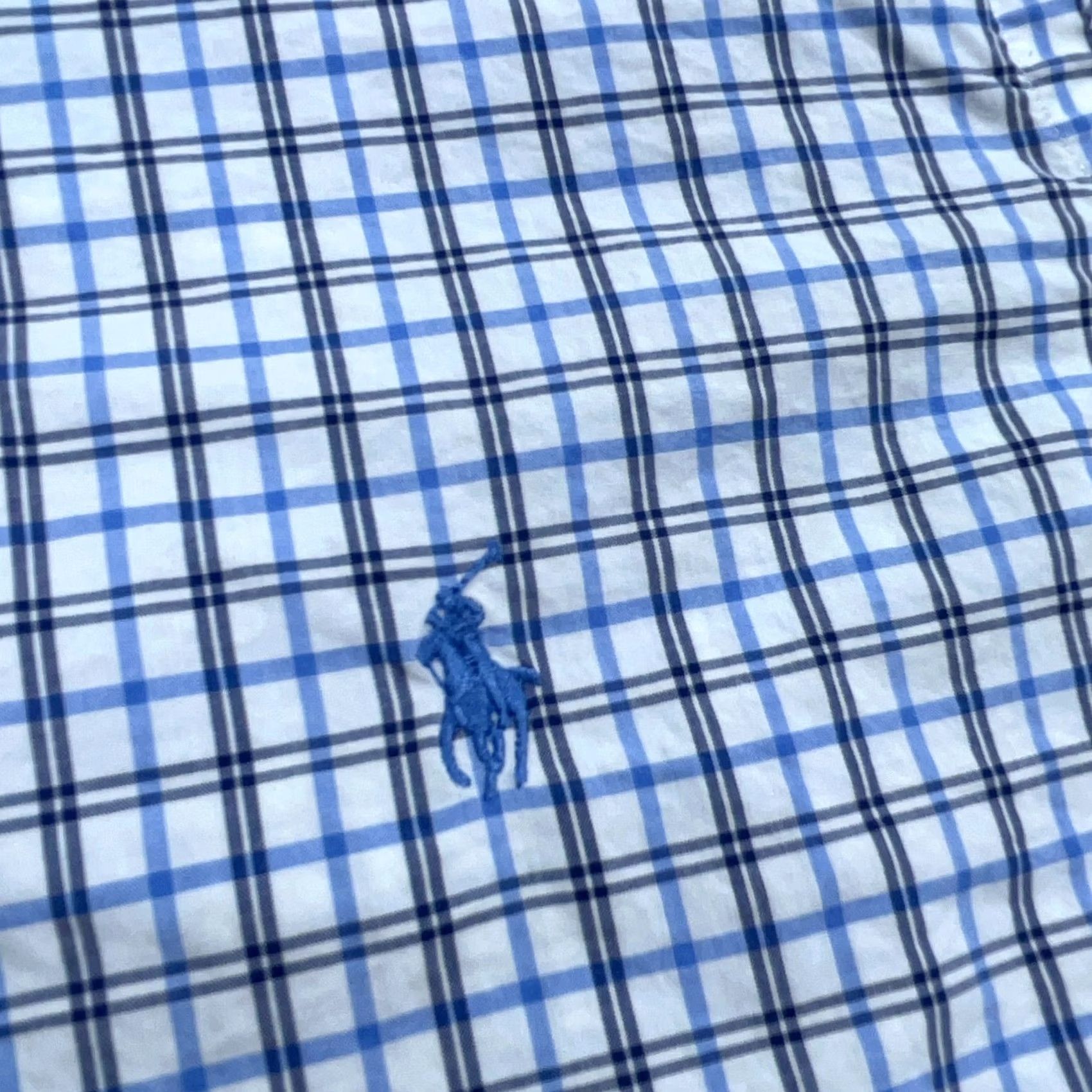 Ralph Lauren Ralph Lauren Men Large Blue Button Up Dress Shirt Poplin Tattersall Stretch Size 42R - 3 Thumbnail