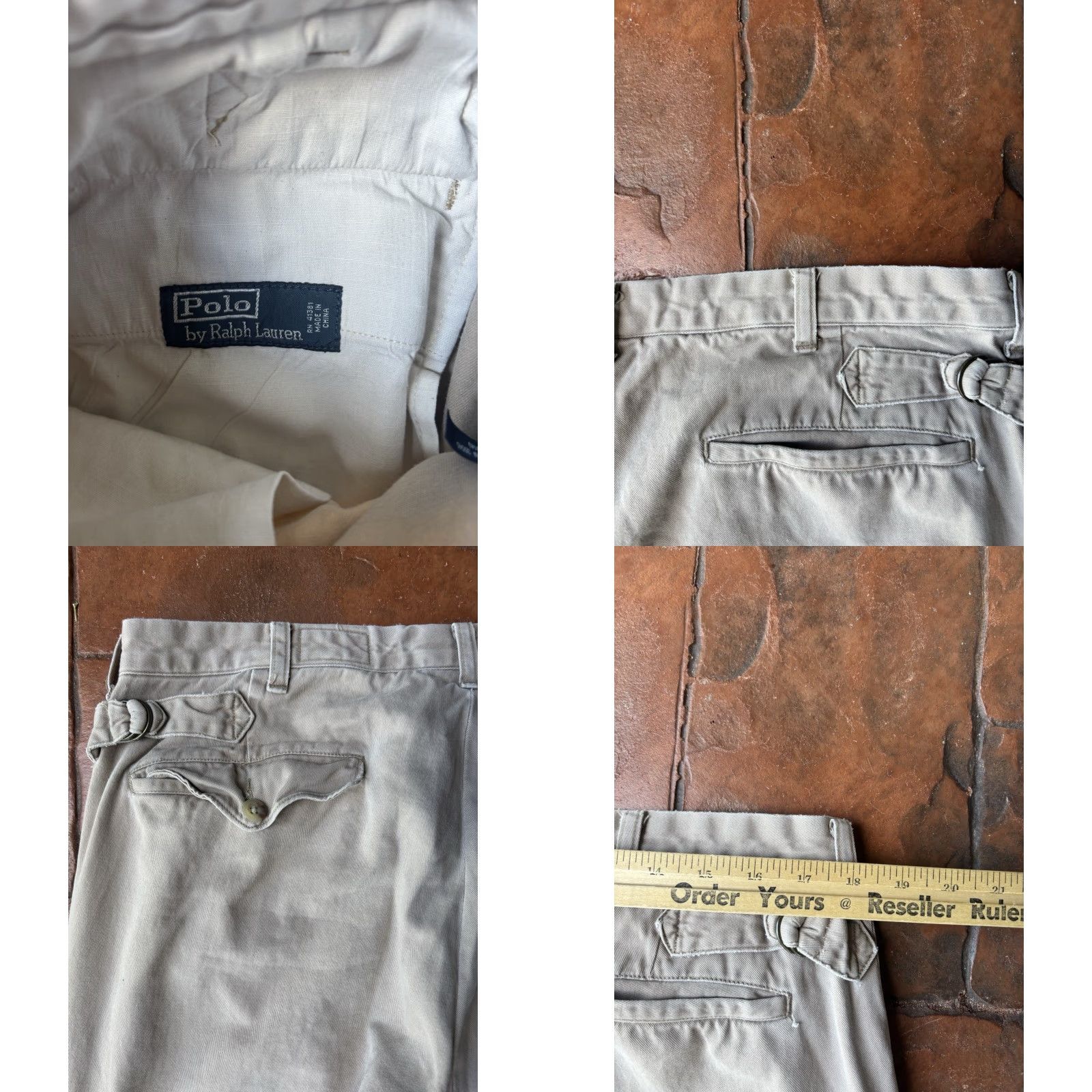 Polo Ralph Lauren VINTAGE Polo Ralph Lauren Khakis Pants Men 35x30 Beige Canvas Flat Front Cargo Pockets Zipper Button 90s Y2K Preppy Workwear Relaxed Size US S / EU 44-46 / 1 - 8 Thumbnail