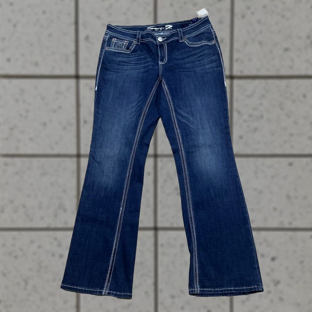 Vintage VINTAGE Seven 7 Jeans Bootcut Women 16 Western Thick Stitch Cowgirl Dark Wash 36x32 NEW Size 38" / US 16 / IT 52 - 1 Thumbnail
