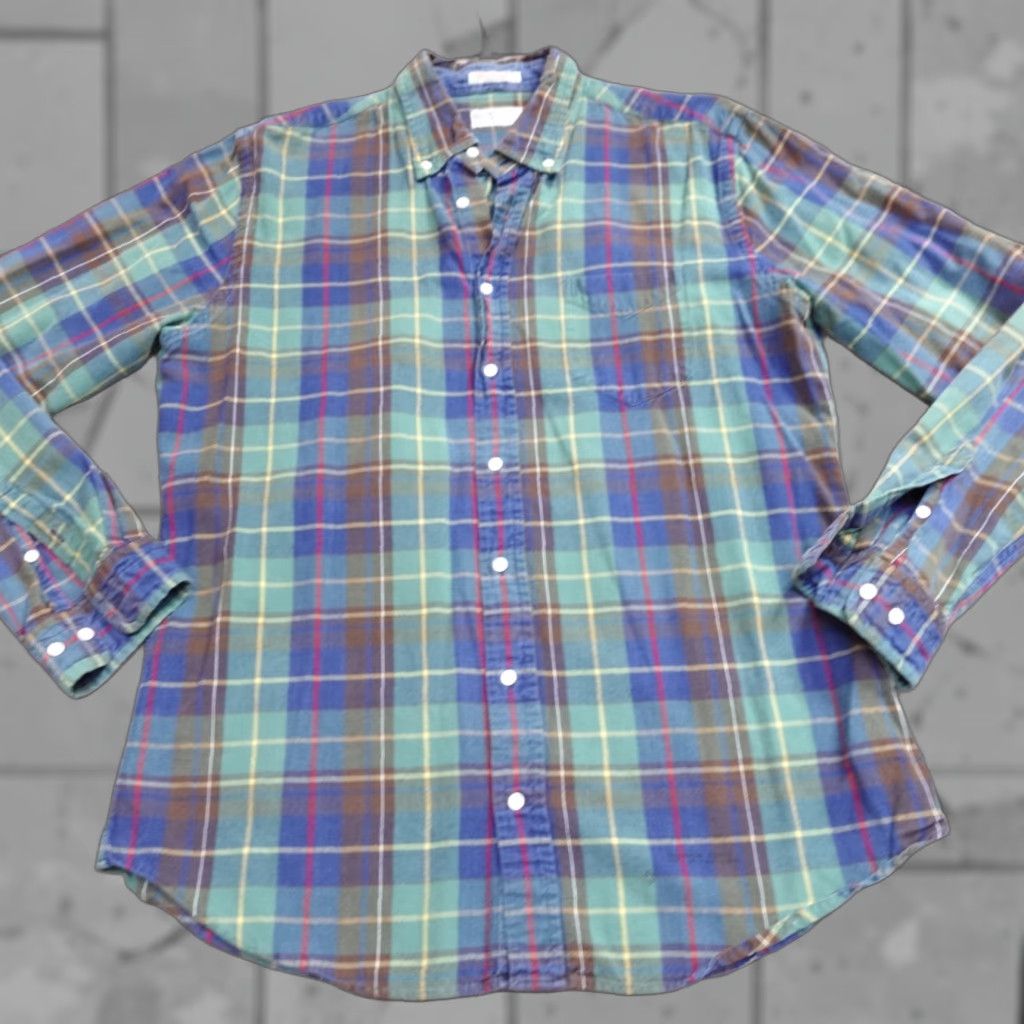 Gant GANT Mens Shirt XL Blue Indigo Plaid Oxford Button-Down The Hugger OCBD Slimer Fit Long Sleeve Button Up Men Size US XL / EU 56 / 4 - 1 Thumbnail