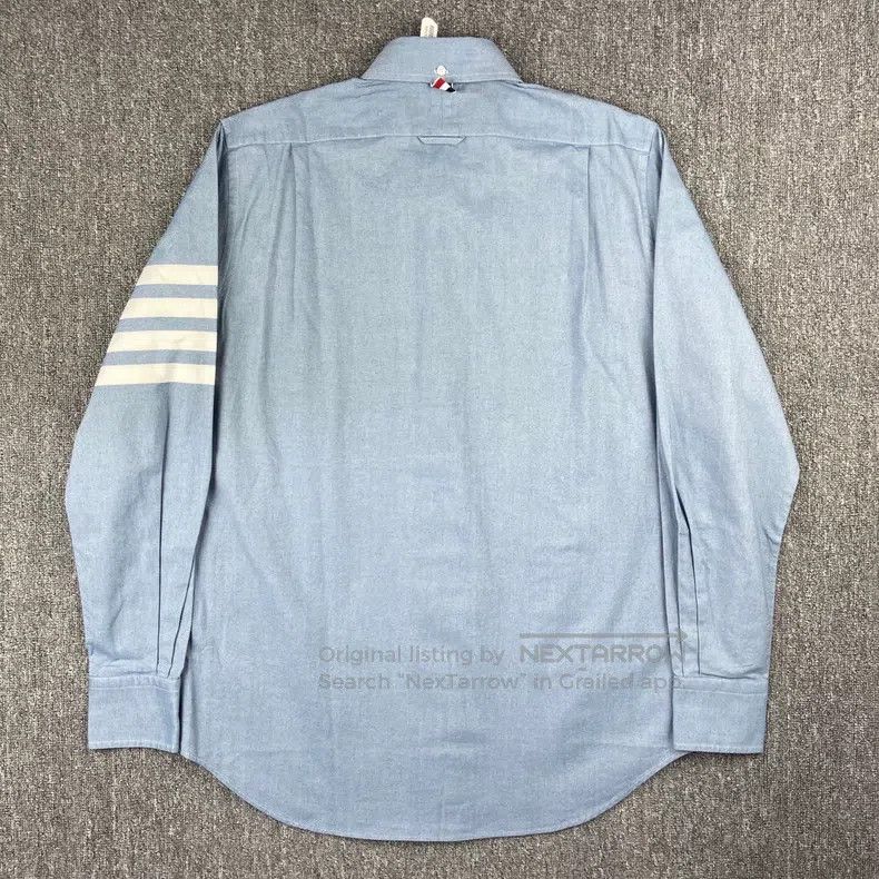 Thom Browne Thom Browne Blue classic four stripes shirt Size US L / EU 52-54 / 3 - 4 Thumbnail