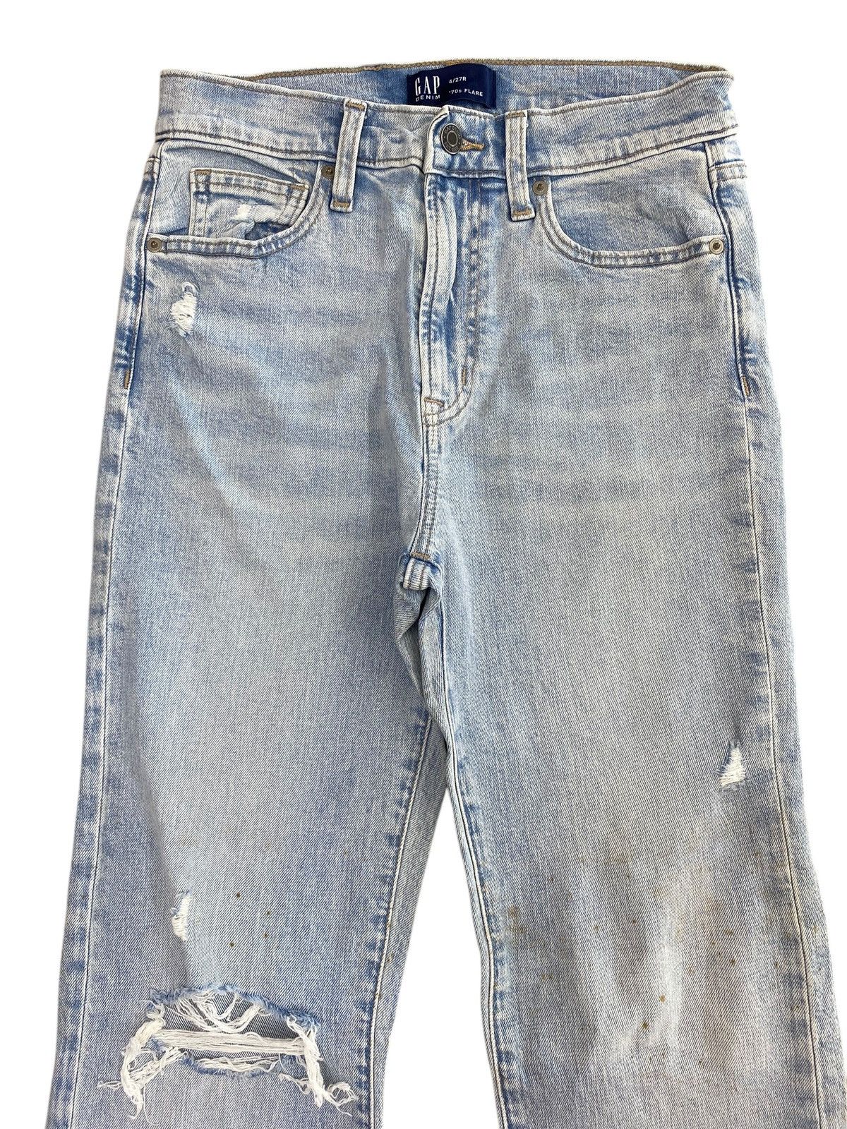 Gap Gap Acid Blue Wash Ripped Style Flare Jeans Size US 27 - 2 Thumbnail