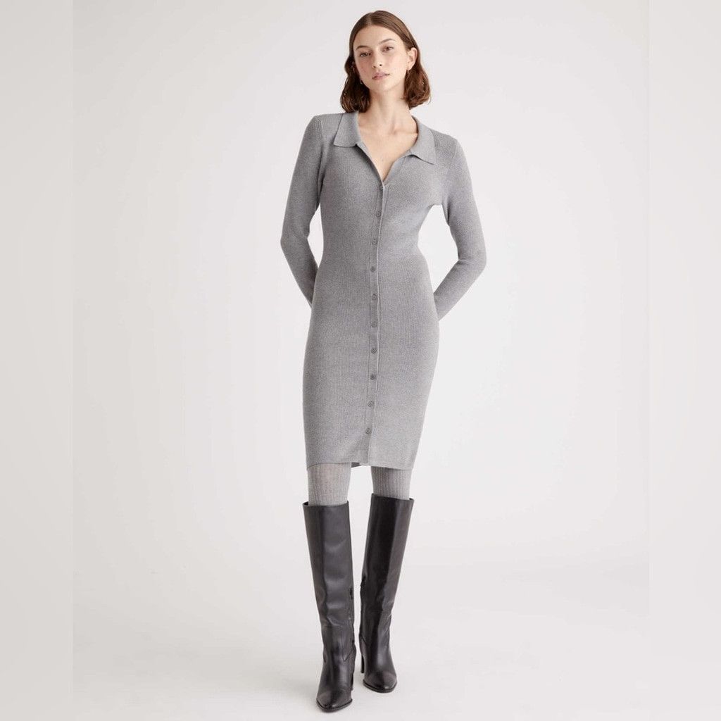 Aritzia Wilfred Cove Ribbed Dress in Grey Size XS Size XS / US 0-2 / IT 36-38 - 2 Thumbnail