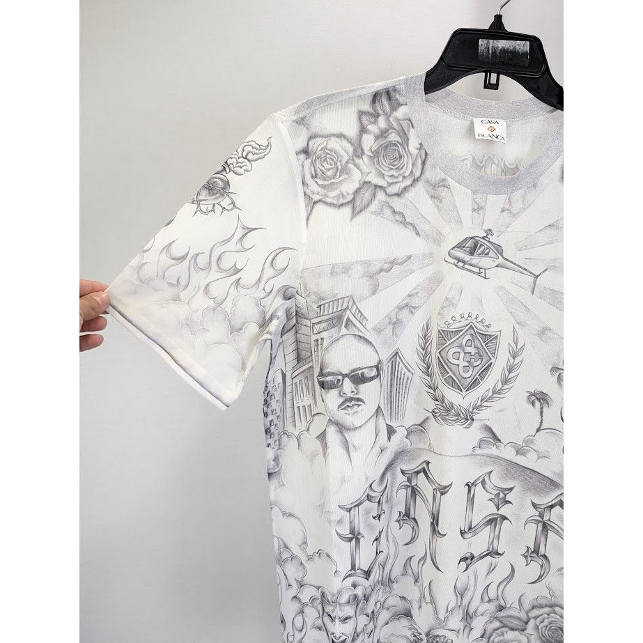 Casablanca o1rshd1 DUP / Printed Crewneck Short Sleeve Mesh Top Tattoo Size US M / EU 48-50 / 2 - 6 Thumbnail