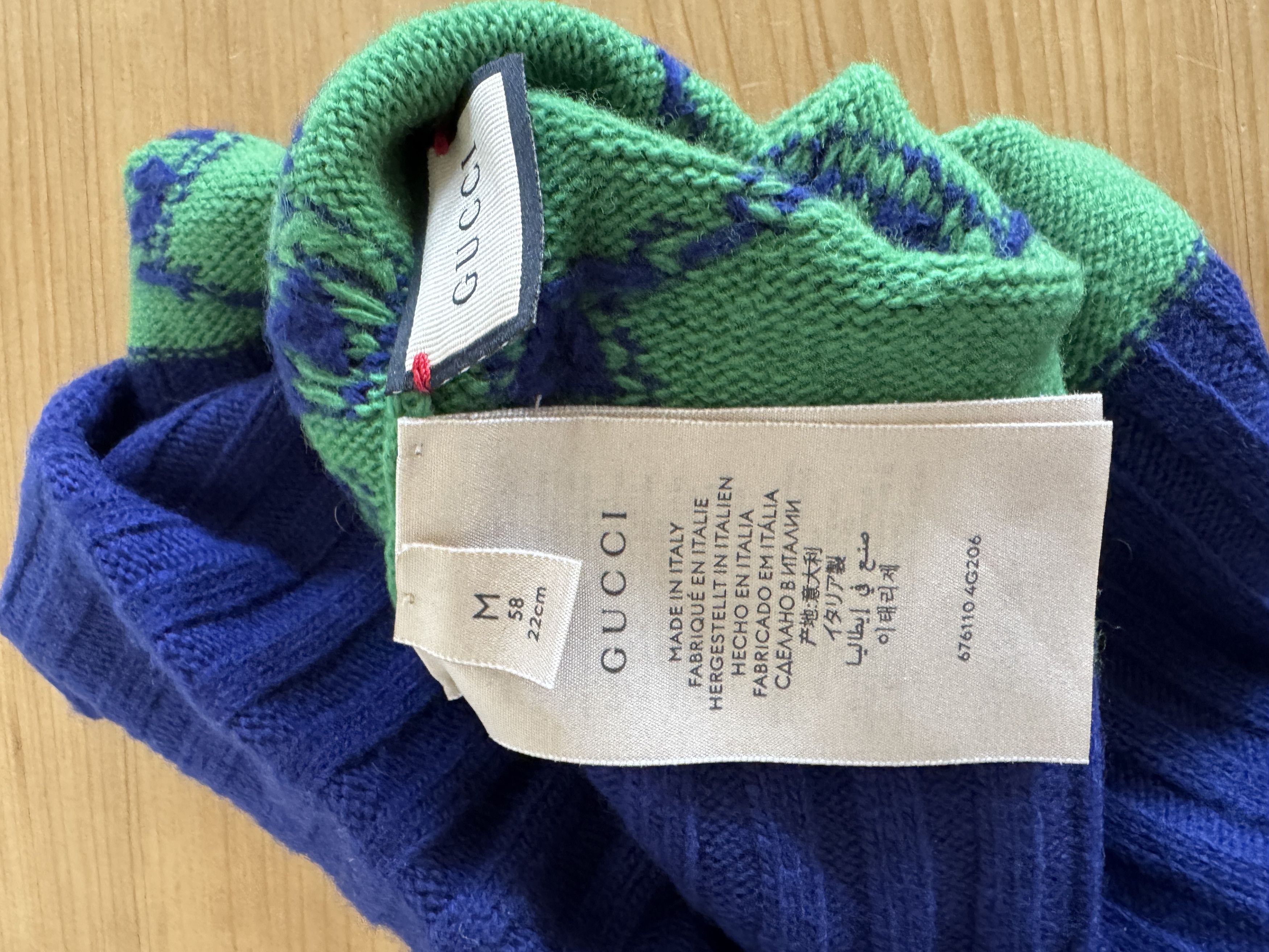 Gucci GUCCI Green/Blue Wool GG Beanie Size ONE SIZE - 3 Thumbnail