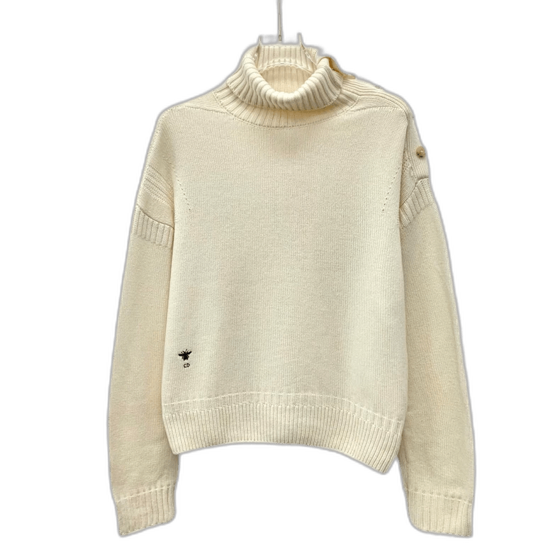 Dior Beige Turtleneck Sweater with Bee Embroidery Size US M / EU 48-50 / 2 - 1 Thumbnail