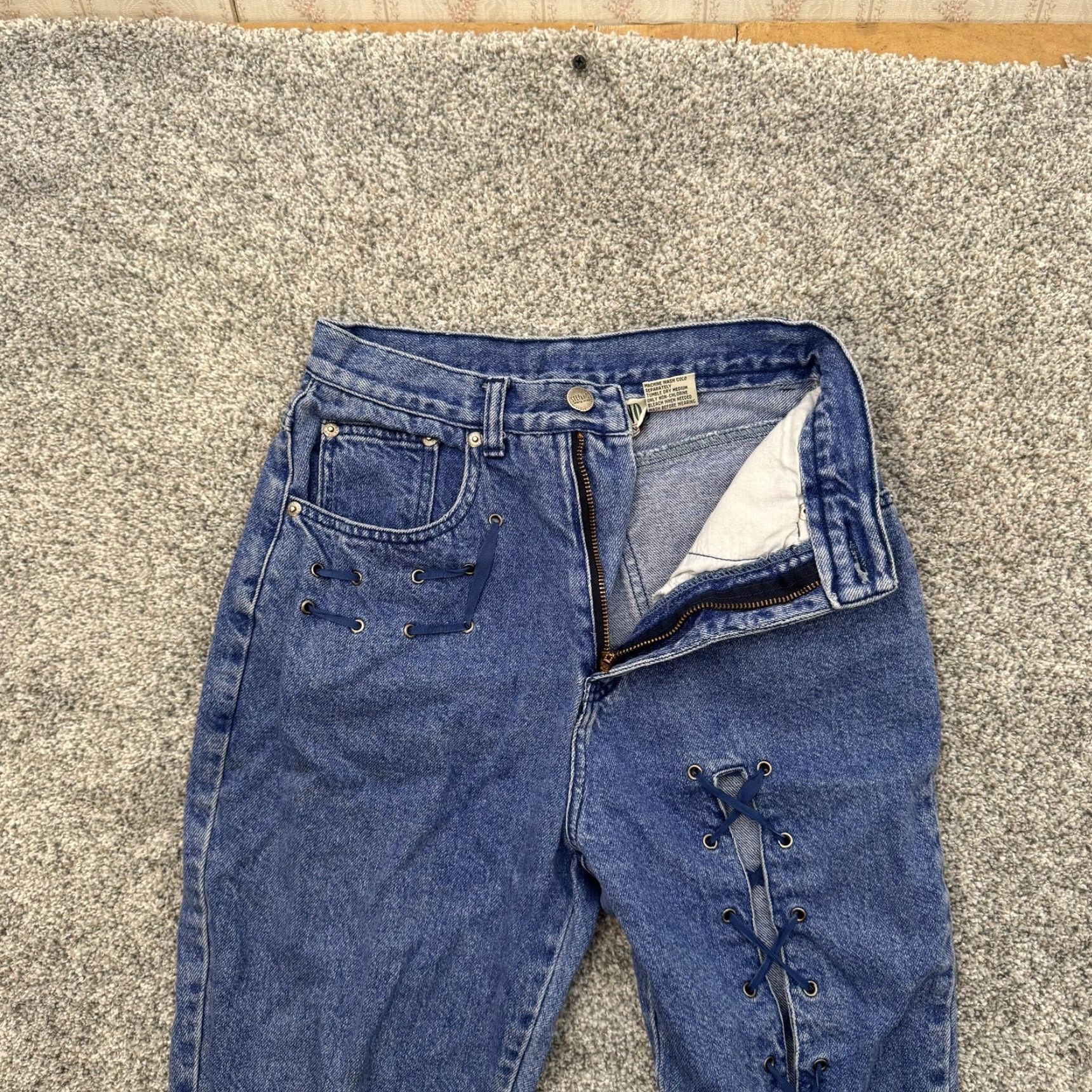 Vintage VINTAGE Stefano International Jeans Womens 8 High Rise Lace Up 90s Denim Pants Size 30" / US 8 / IT 44 - 5 Thumbnail
