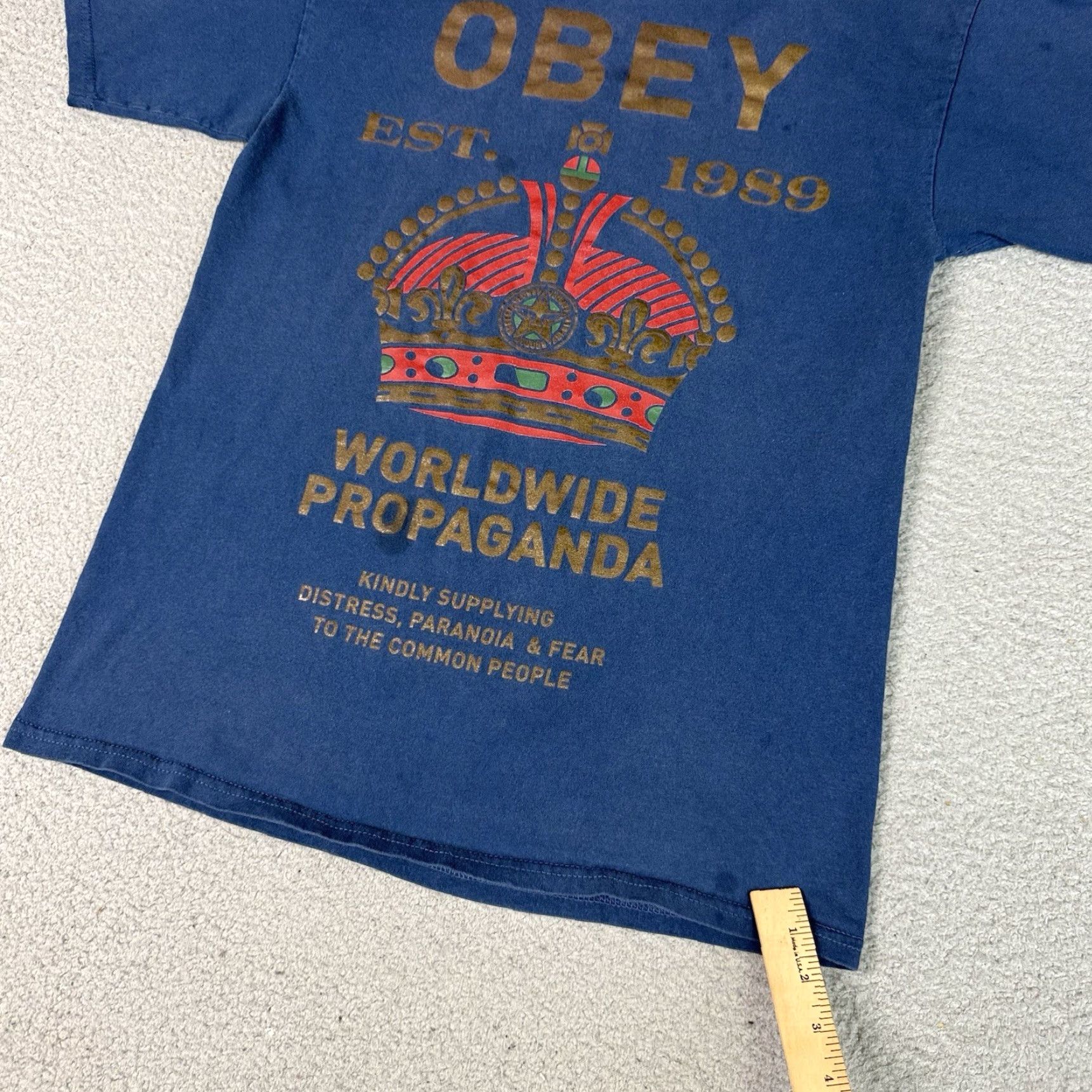 Obey VINTAGE OBEY Shirt Mens M Blue Propaganda Crown Logo Graphic Skate Punk Y2K 2000s USA Decade Retro Hip Hop Size US M / EU 48-50 / 2 - 6 Thumbnail